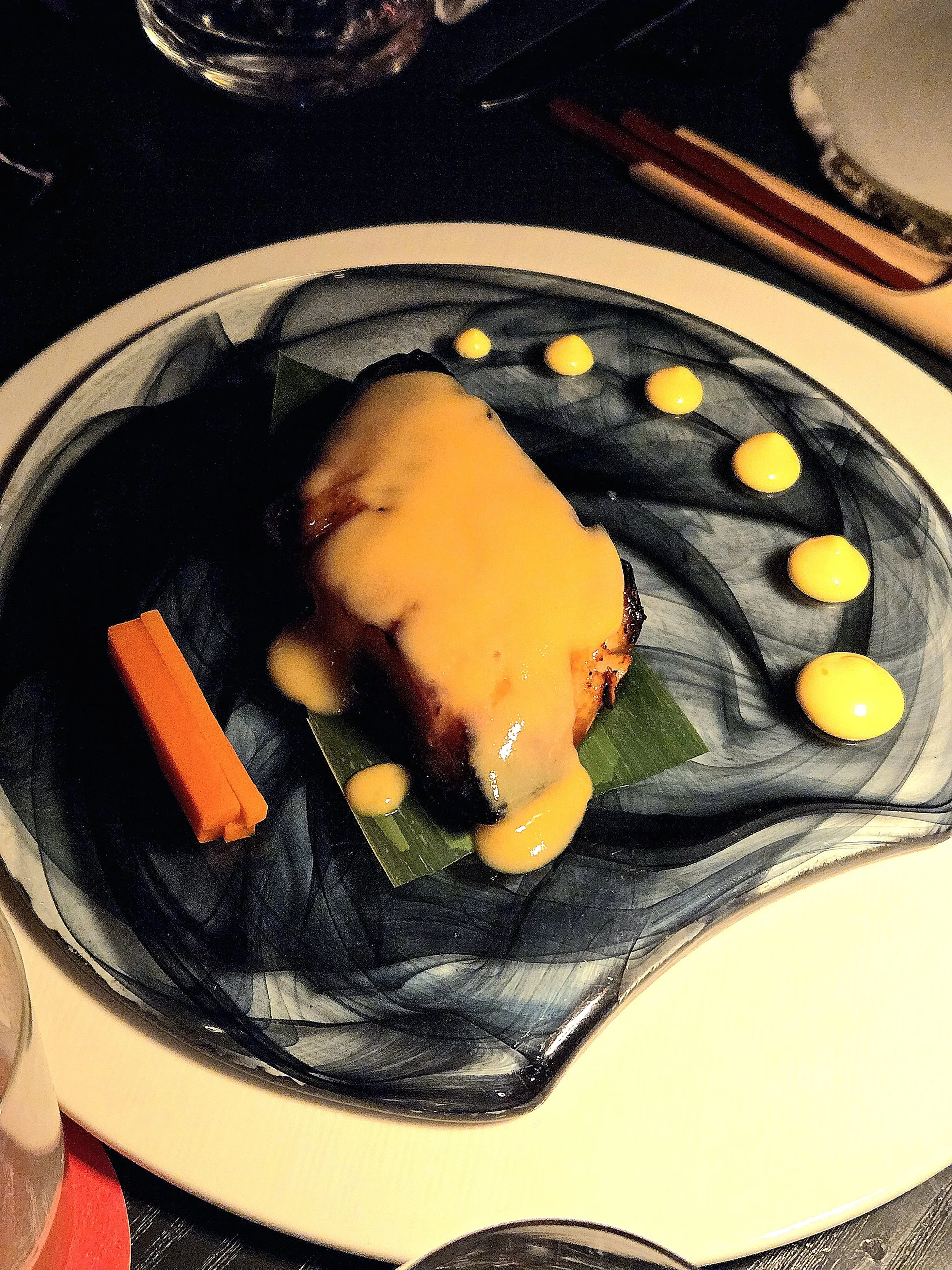 Black cod fillet served at the Aqua Kyoto Paris