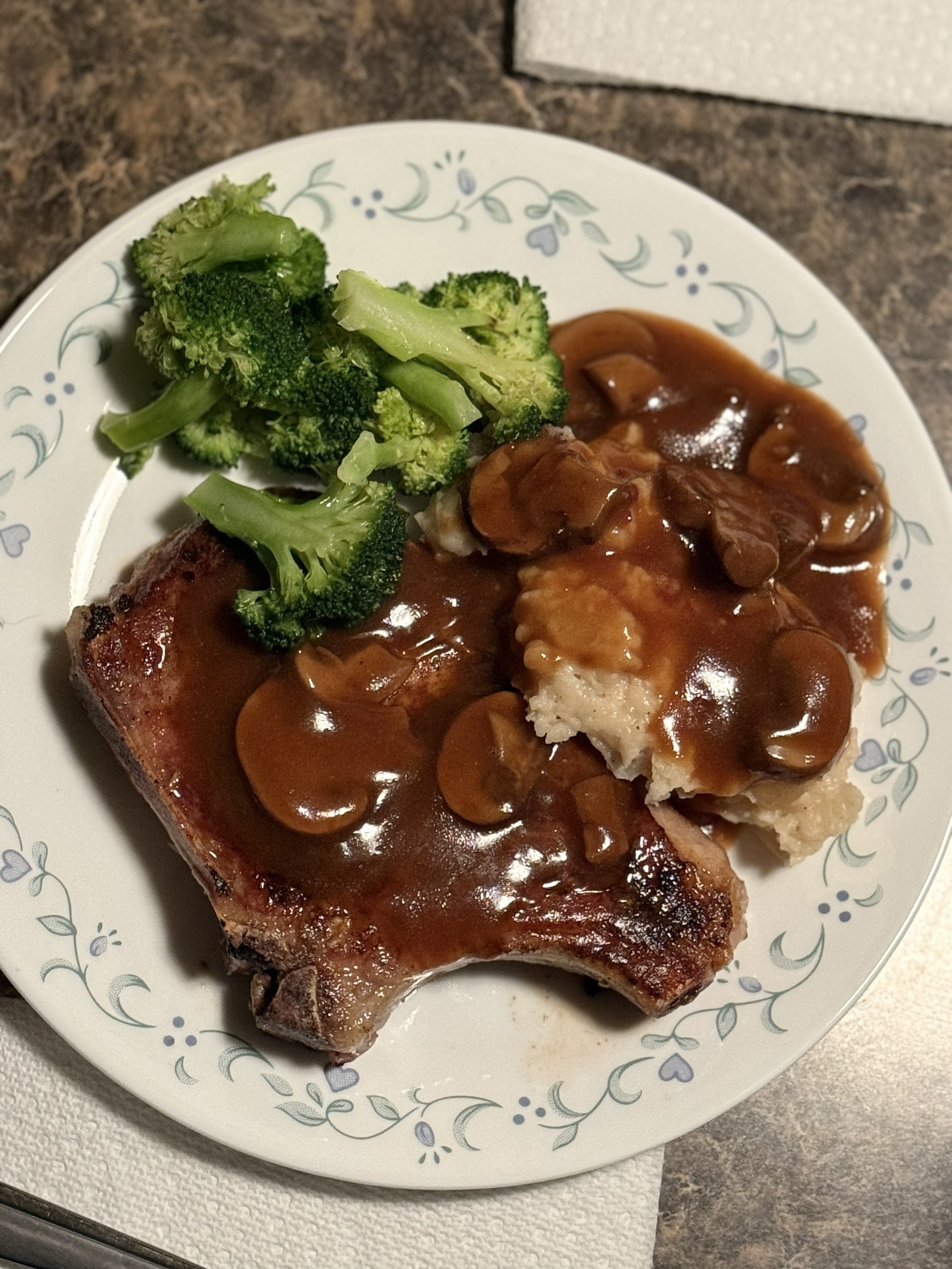 Jerked Pork Chops With Sherry Mushroom Gravy