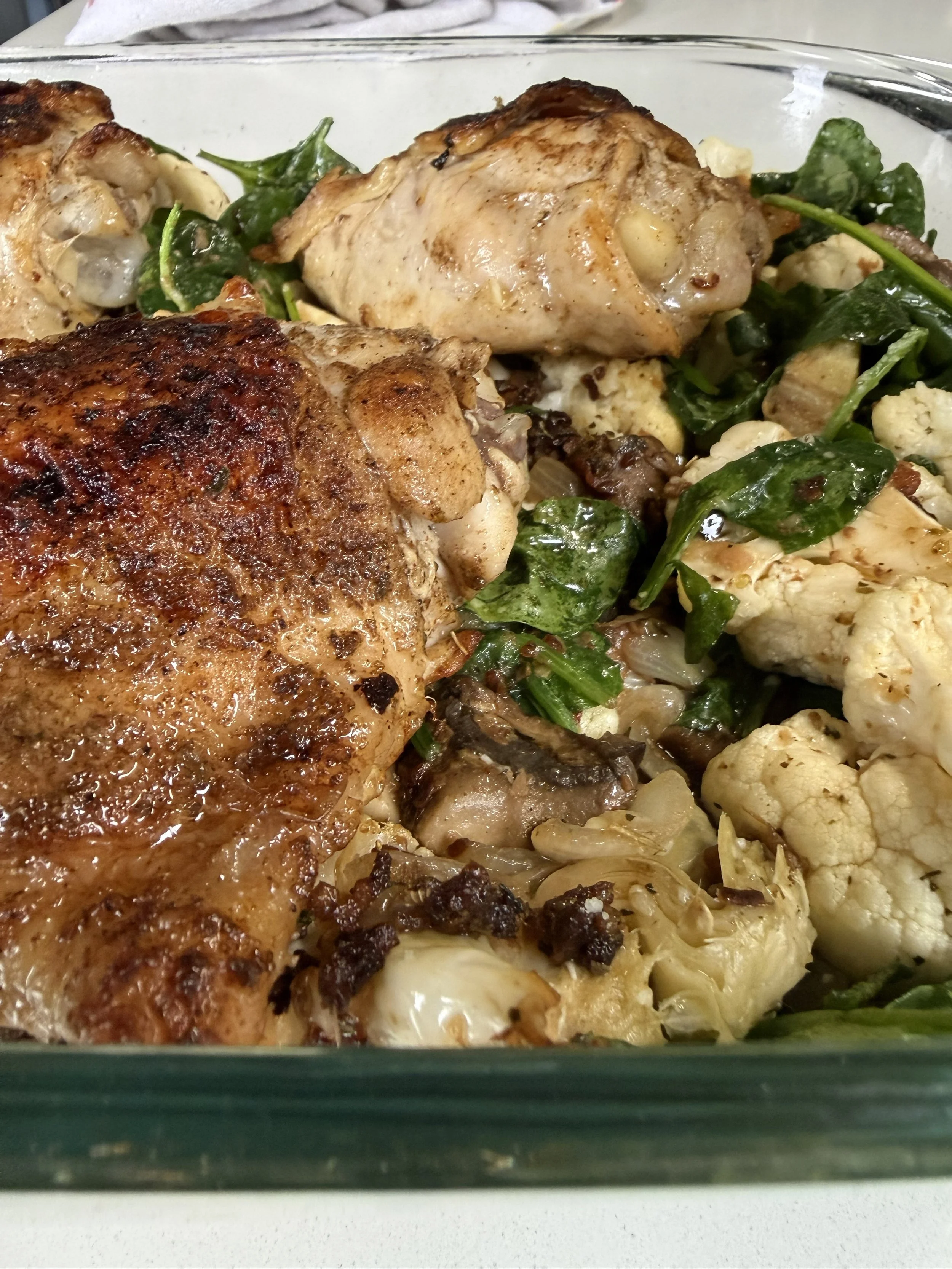 Jerked Chicken with Mushrooms and Cauliflower