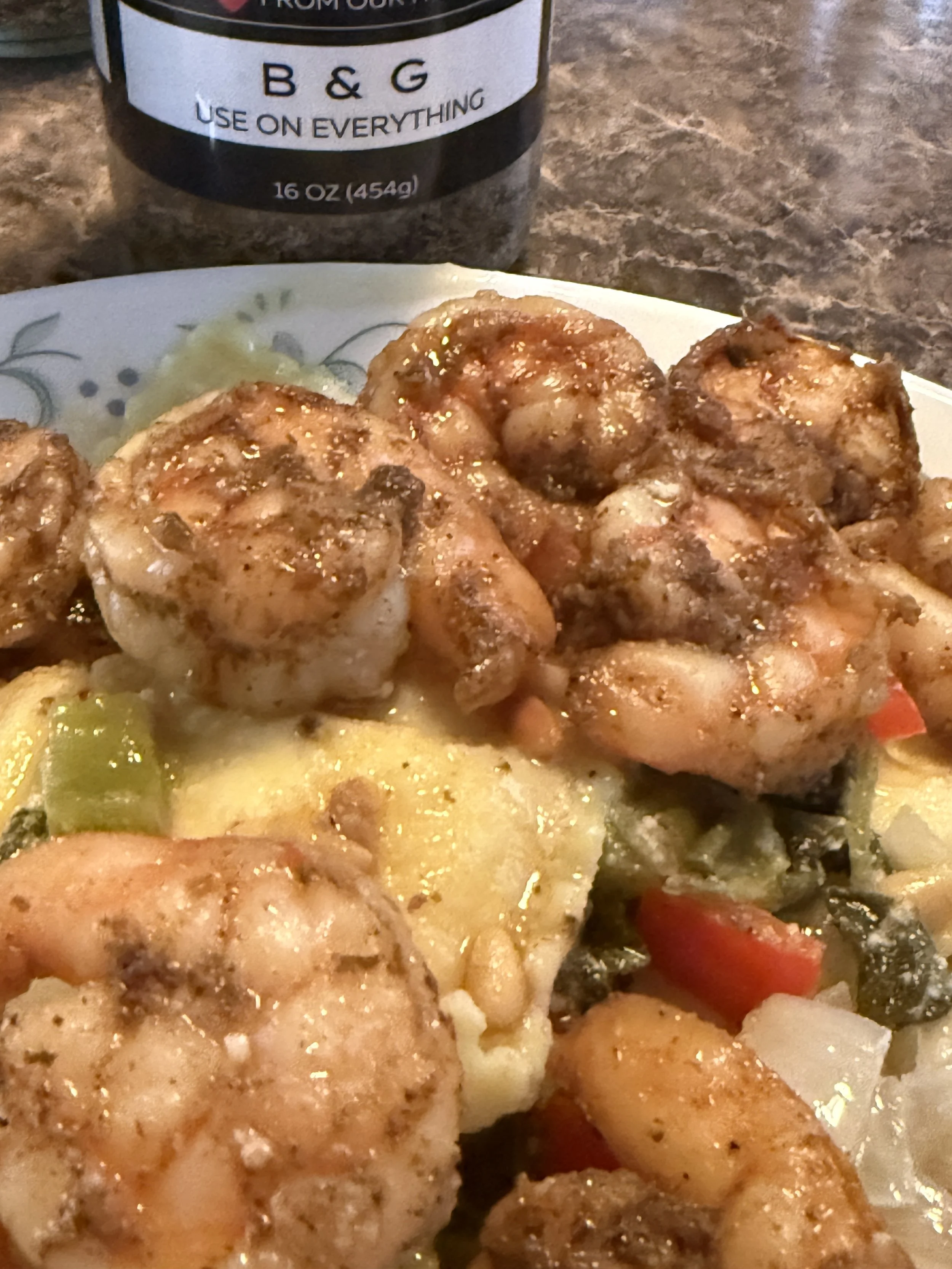 Three Cheese Ravioli and Shrimp