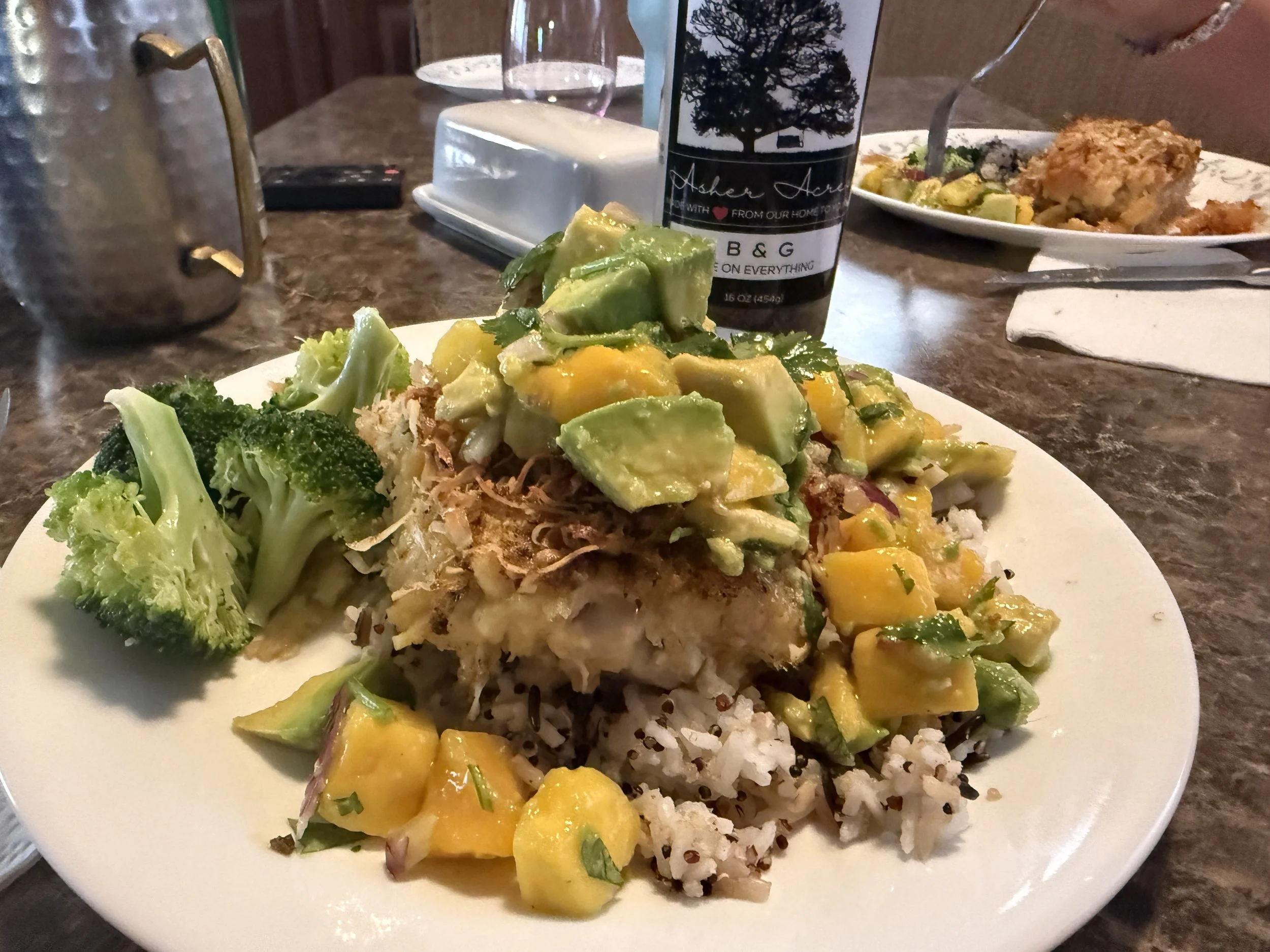Honey Coconut Chicken and Mango Salsa