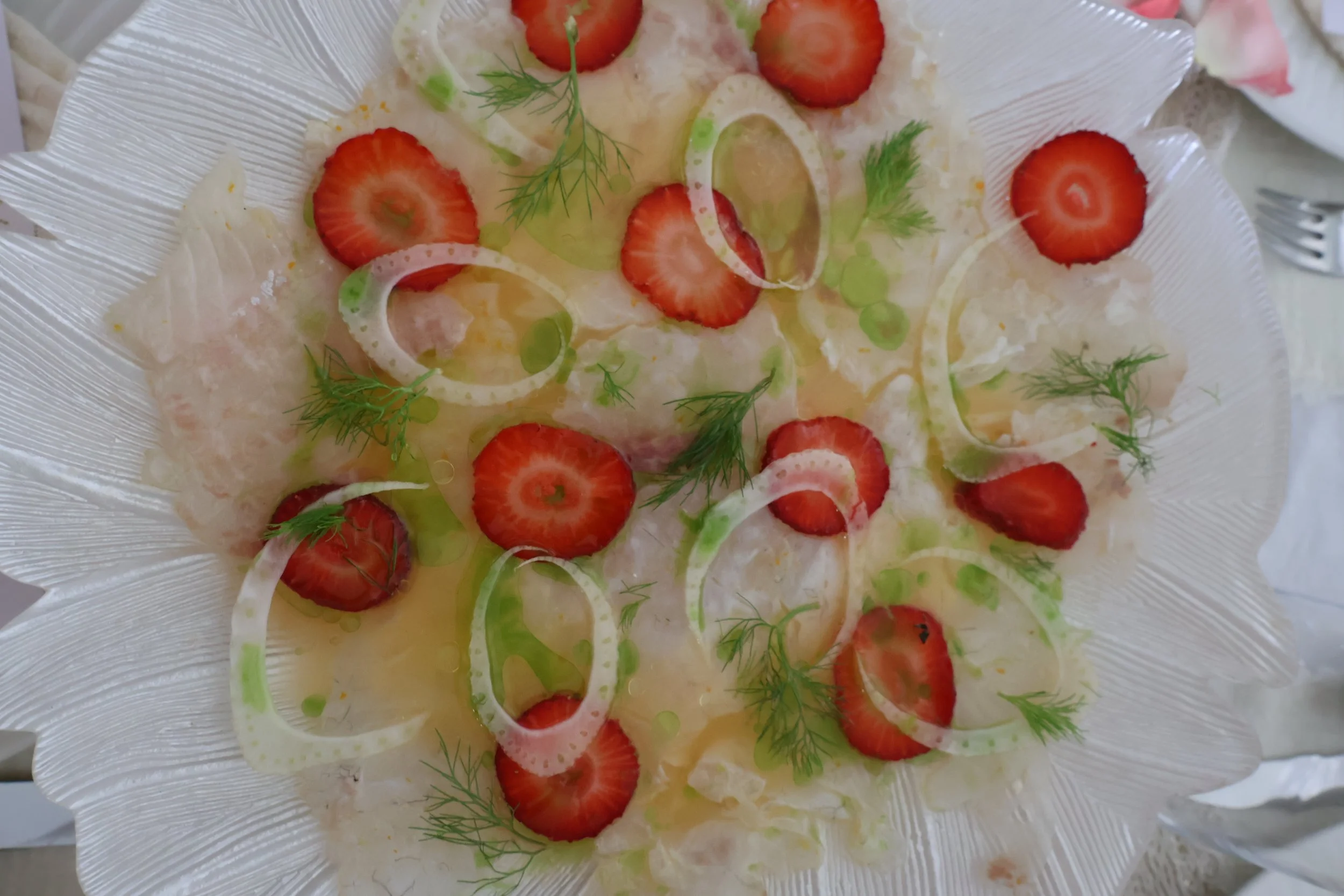 Seabream Carpaccio with Citrus, Strawberry &amp; Fennel (Elegant No-Cook Starter)