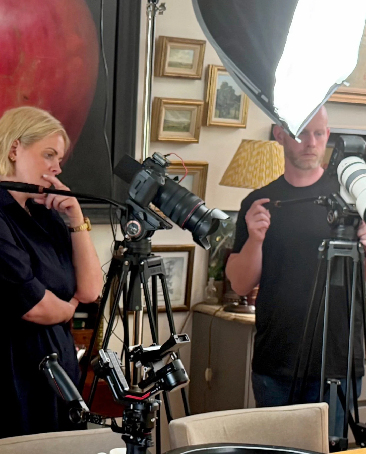 Owner of Pink Flamingo Social, LJ Upton, with videographer and photographer Will.