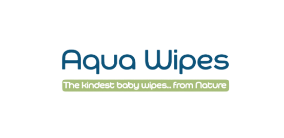 A logo for Aqua Wipes with the slogan 'the ultimate body wipes... from nature' underneath.