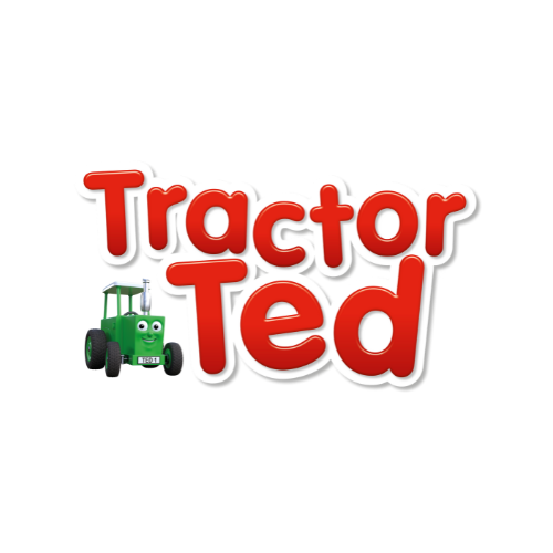 Logo of Tractor Ted featuring a smiling green tractor with big eyes and the words 'Tractor Ted' in bold red and white letters