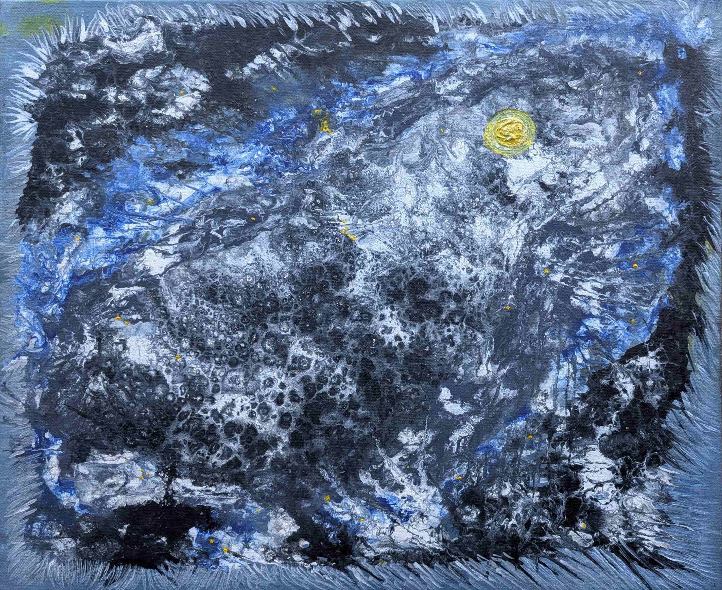    Full moon scarf.    90x70 acrylic, canvas