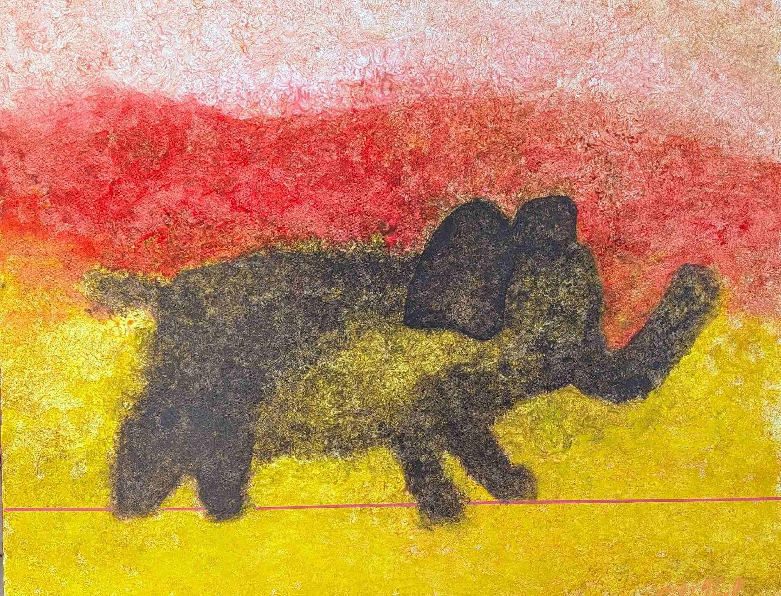    Raudona linija    100x80 akrilas, drobė