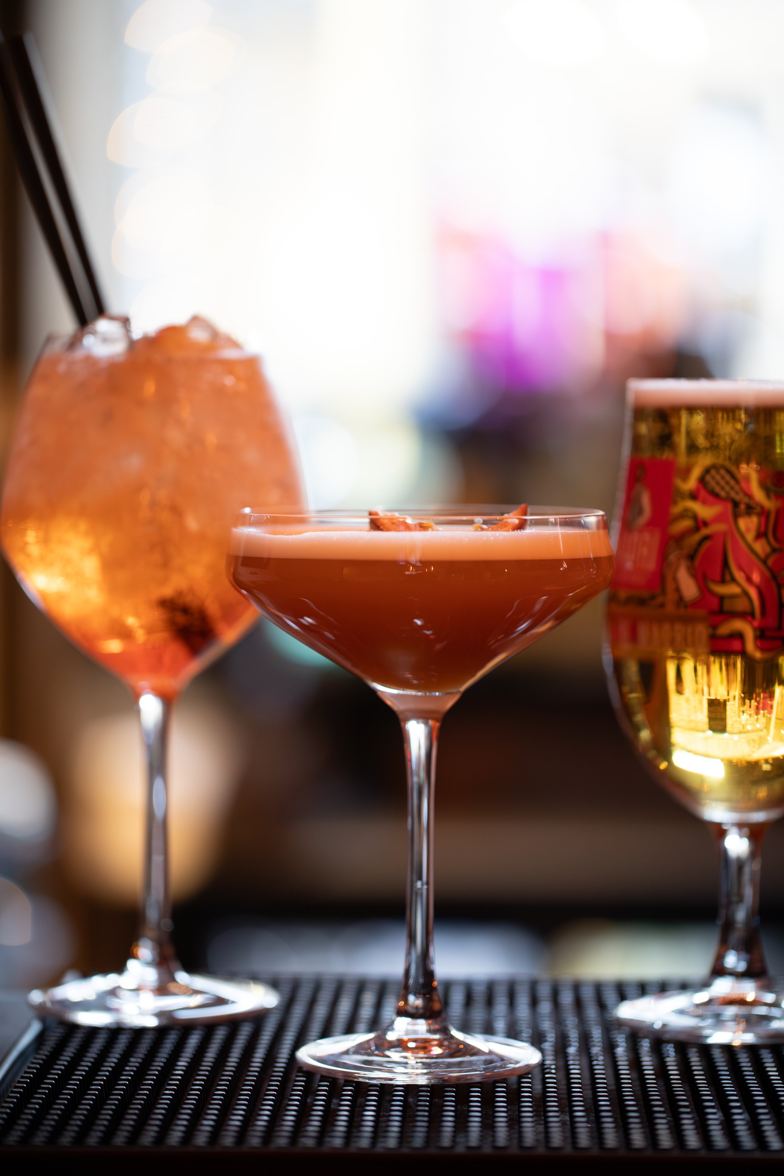 cocktails and wine in restaurant in the lakes