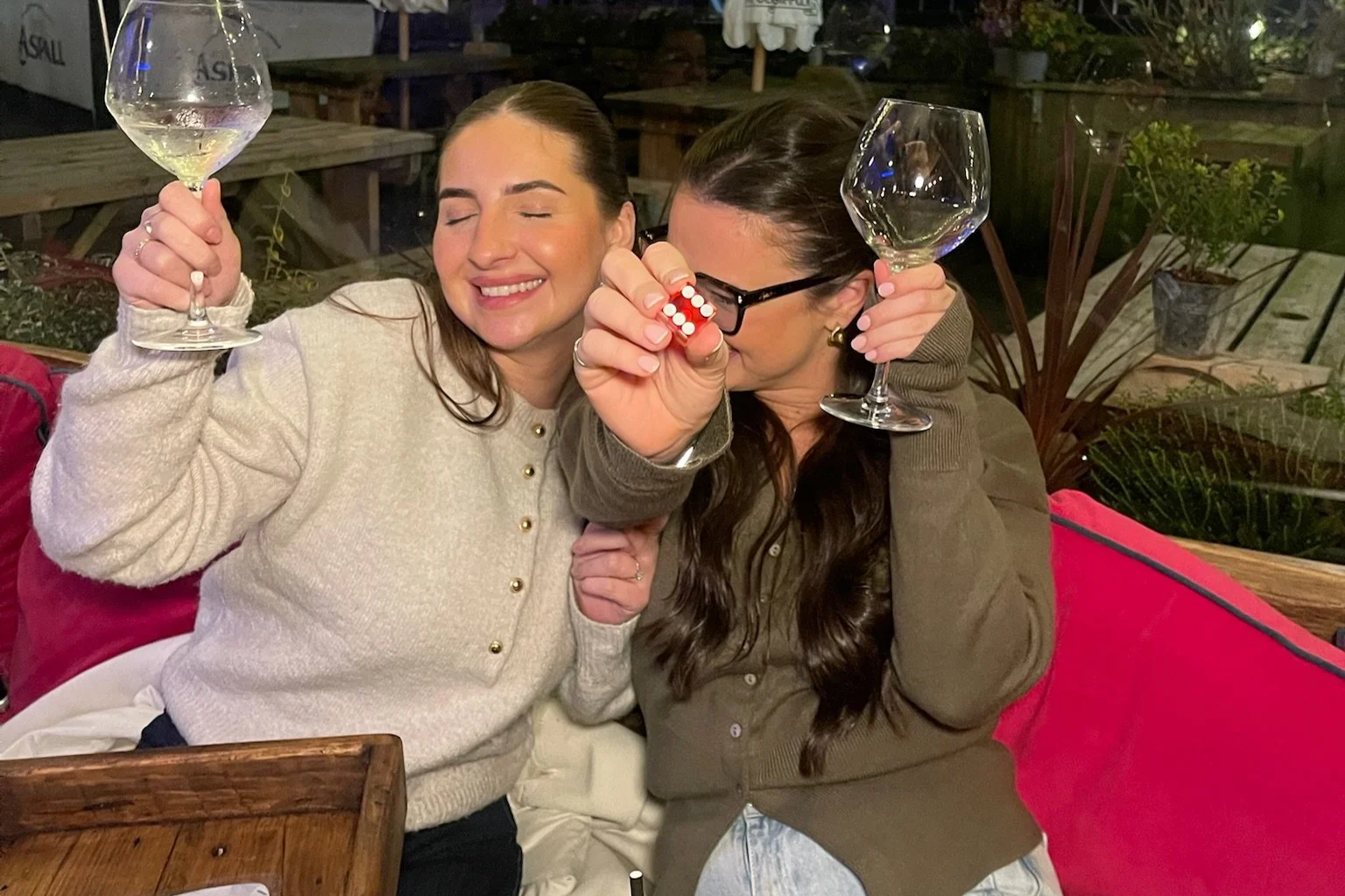 girls winning a six in the easy breeze and getting their meal for free