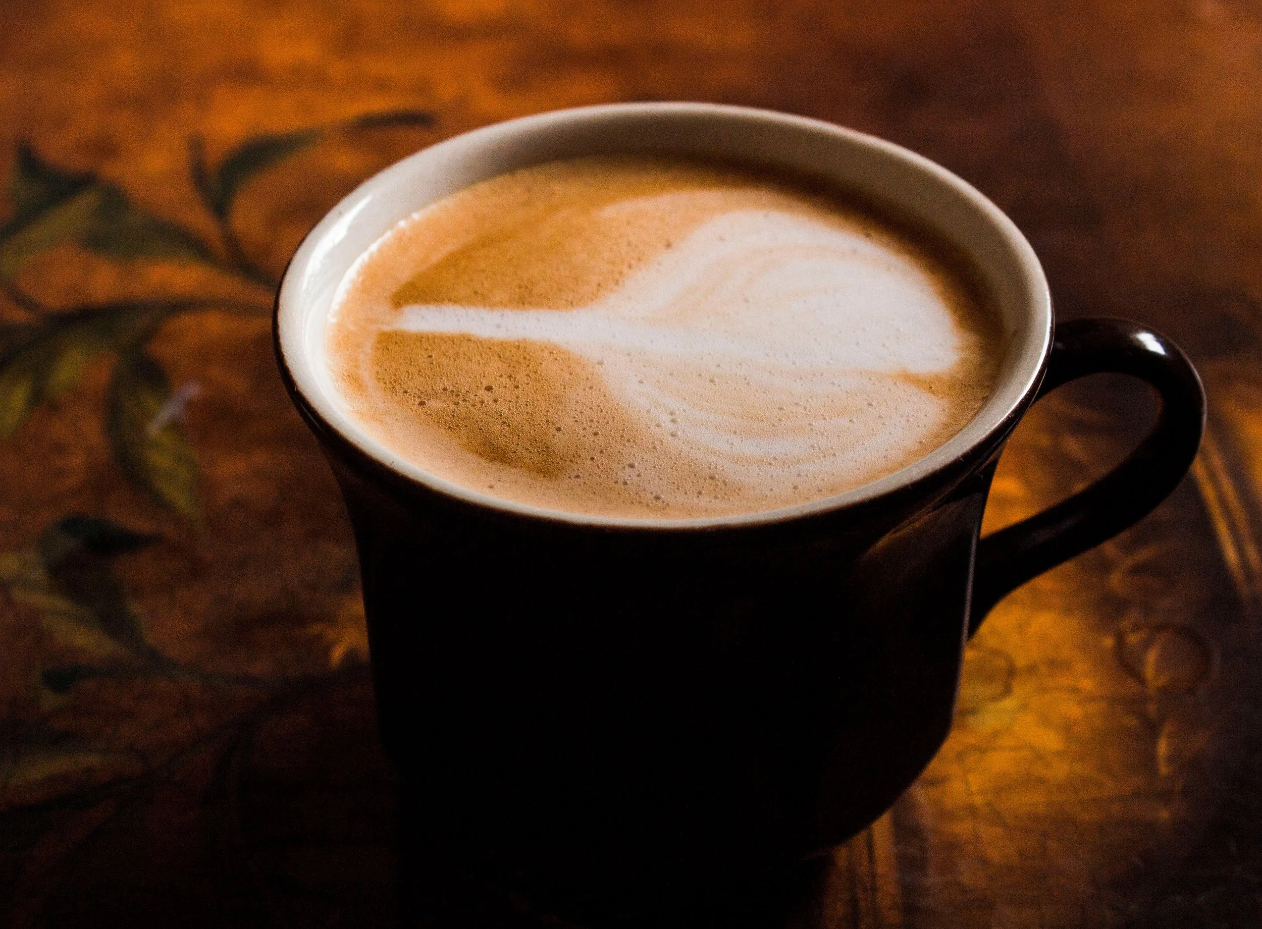coffee in black mug