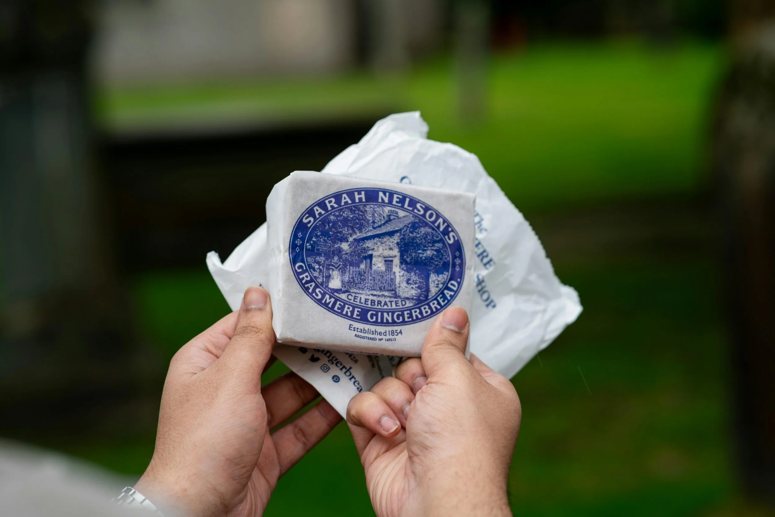grasmere gingerbread in hands