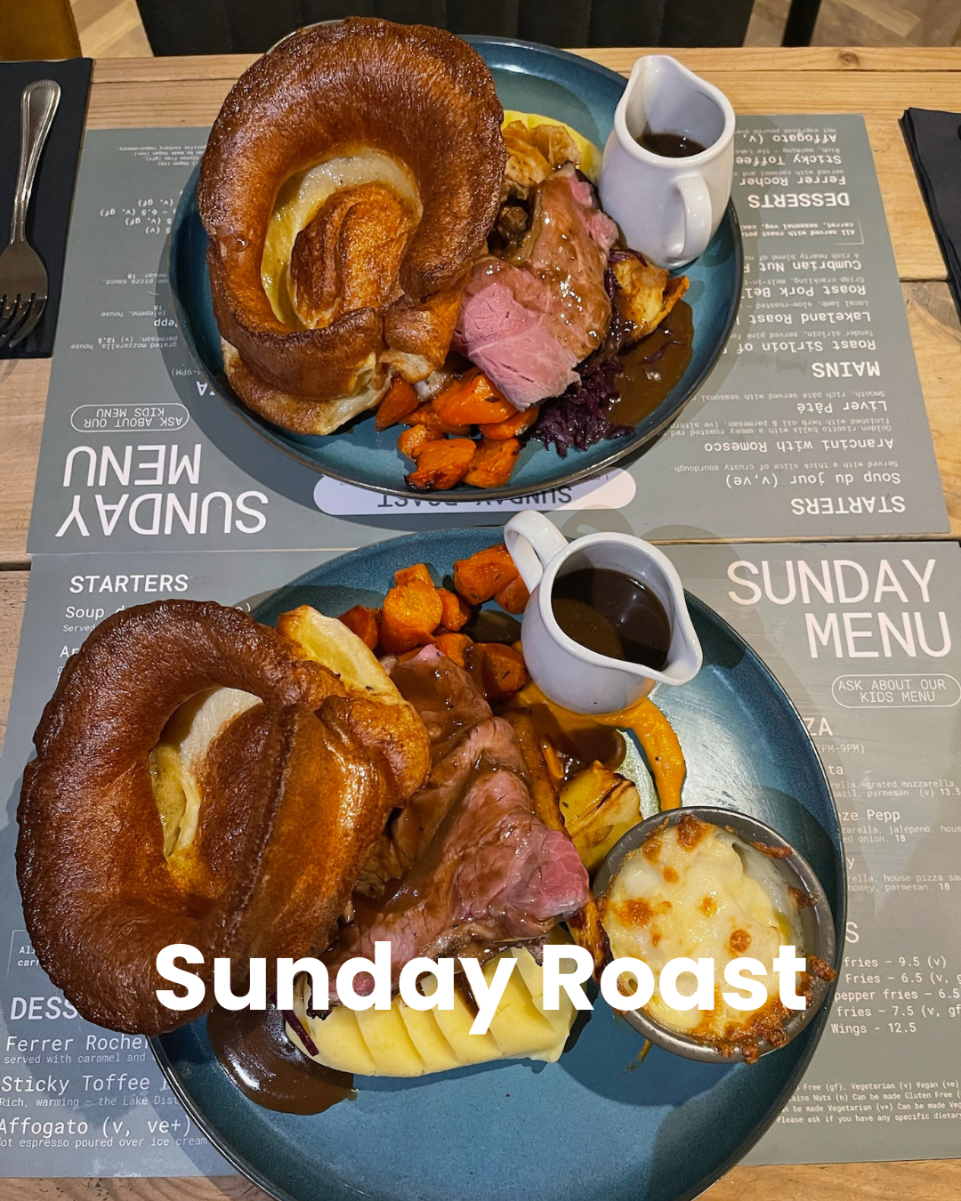 places to eat roast dinners bowness lake district, beef, chicken, vegetarian 