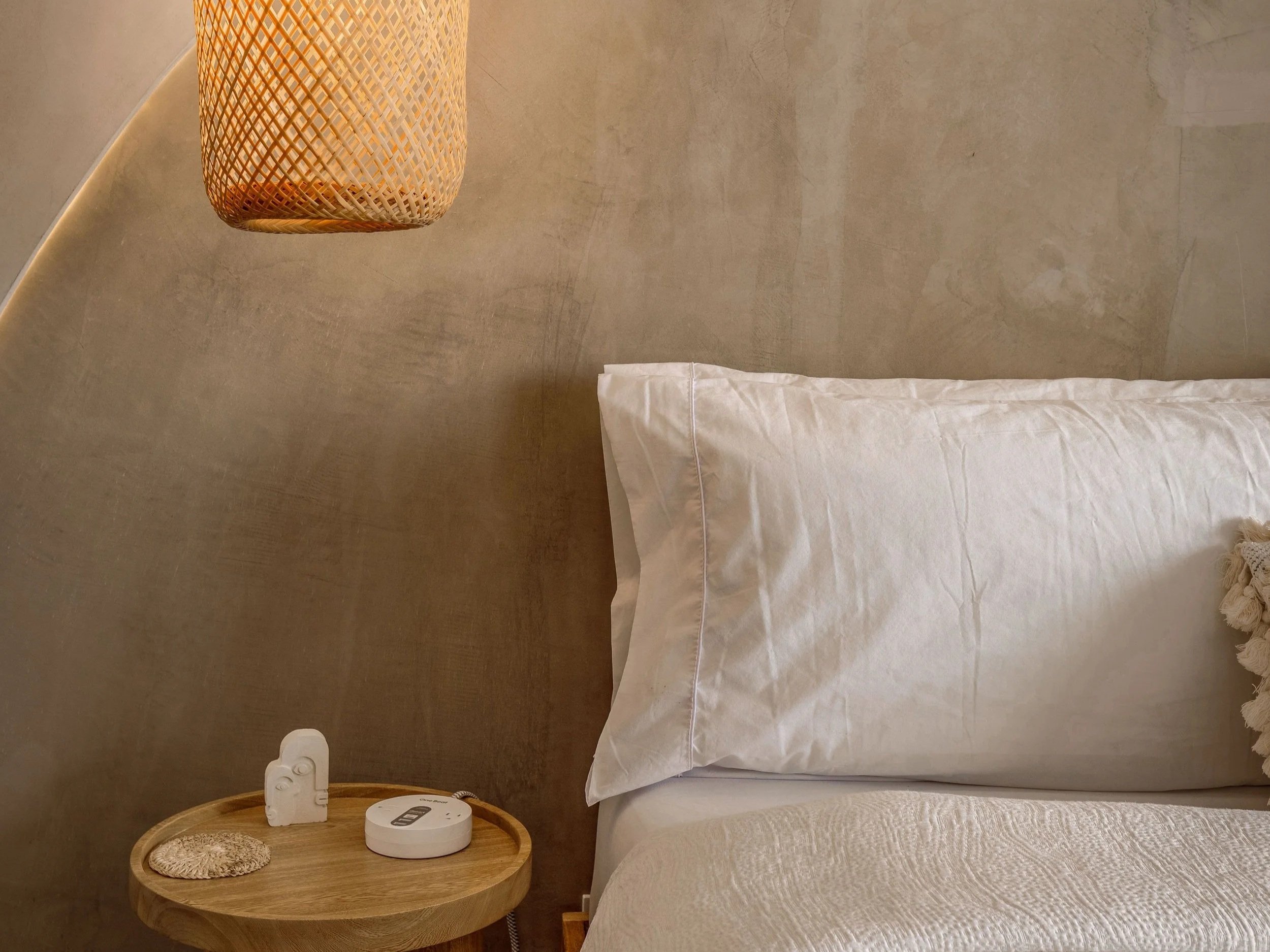 bedroom detail cushion bedside table