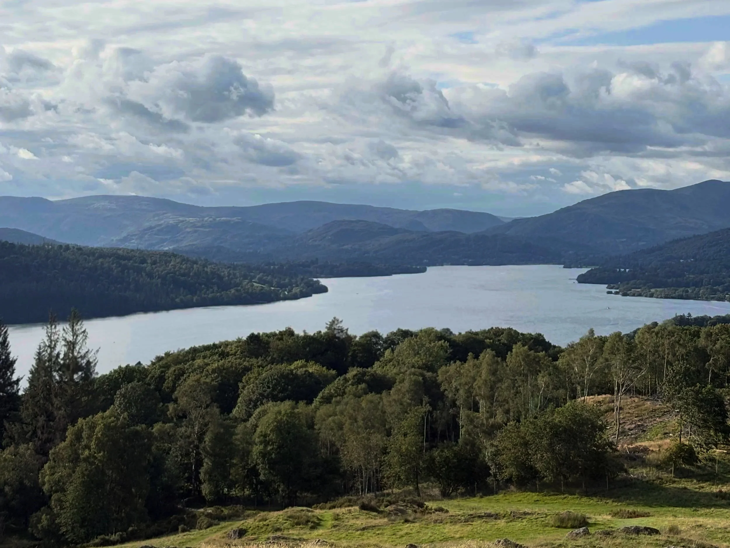 lake district landscape, at the top of brant fell hill, bowness
