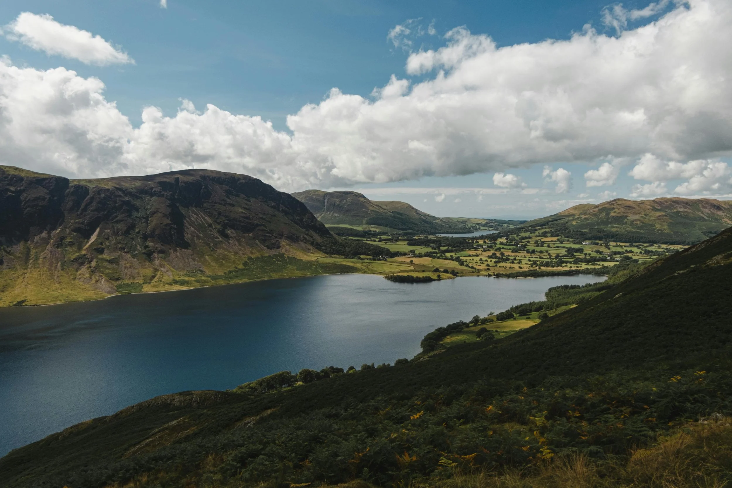 lake district fells on a summer cloudy day