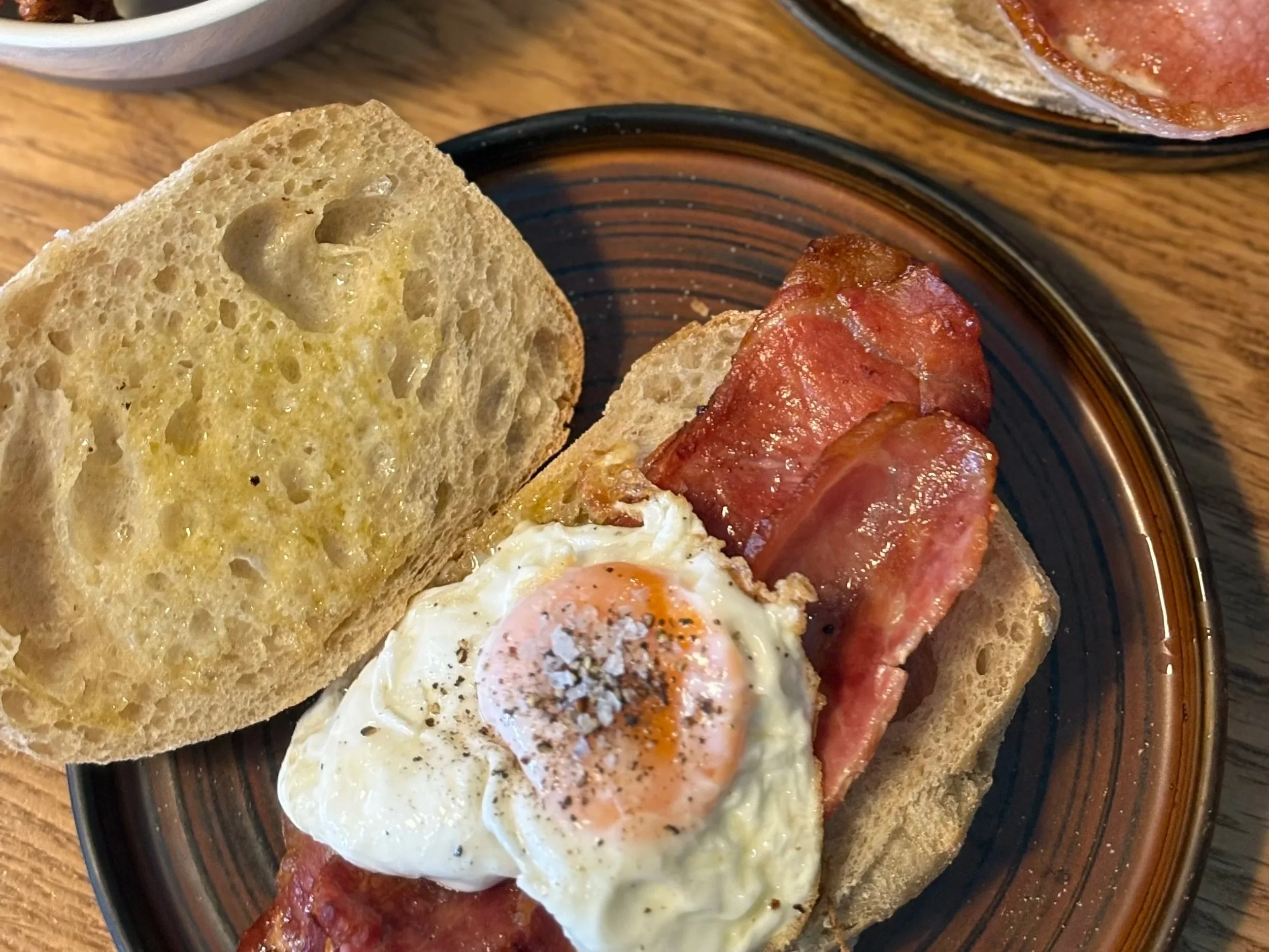 bacon and egg sandwich in homeground