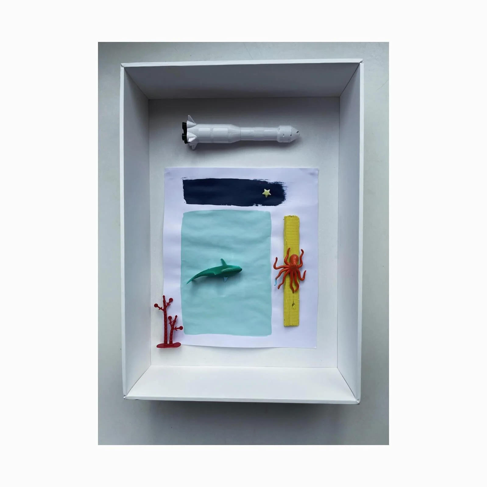 Playing with ideas for my son&rsquo;s bedroom. The brief from my 5 year old client was simple: &lsquo;night sky&rsquo;. 

Inevitably, a space theme sprang to mind, however I want to avoid grey and red (as an 80s child, these colours dominated my boy 