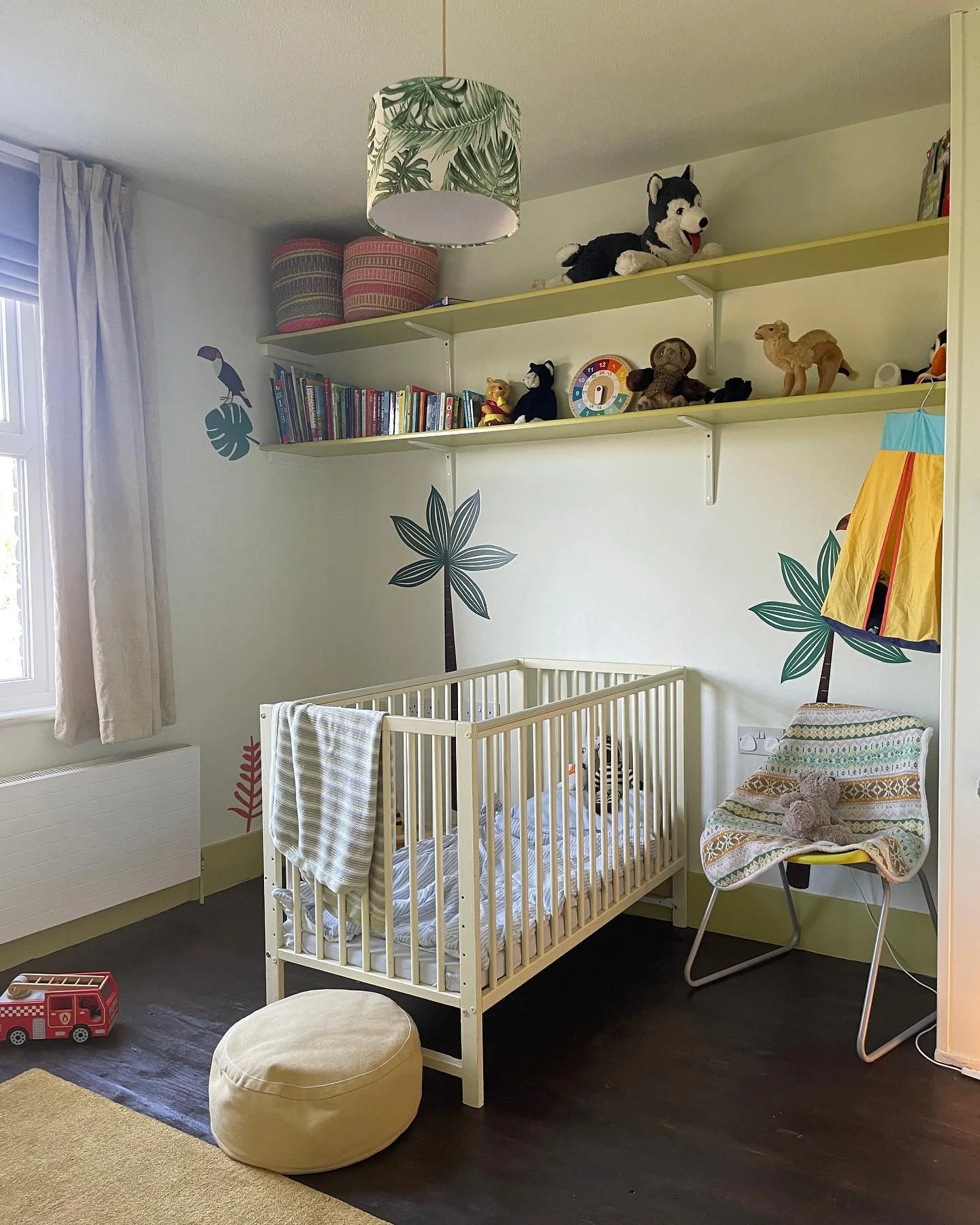 So pleased with how this room came out. It was previously used as an office, with a pink carpet, big desk and grey walls! Moving from a tiny one bed flat with my firstborn then renting for years, I never thought I&rsquo;d get to do a nursery. But my 