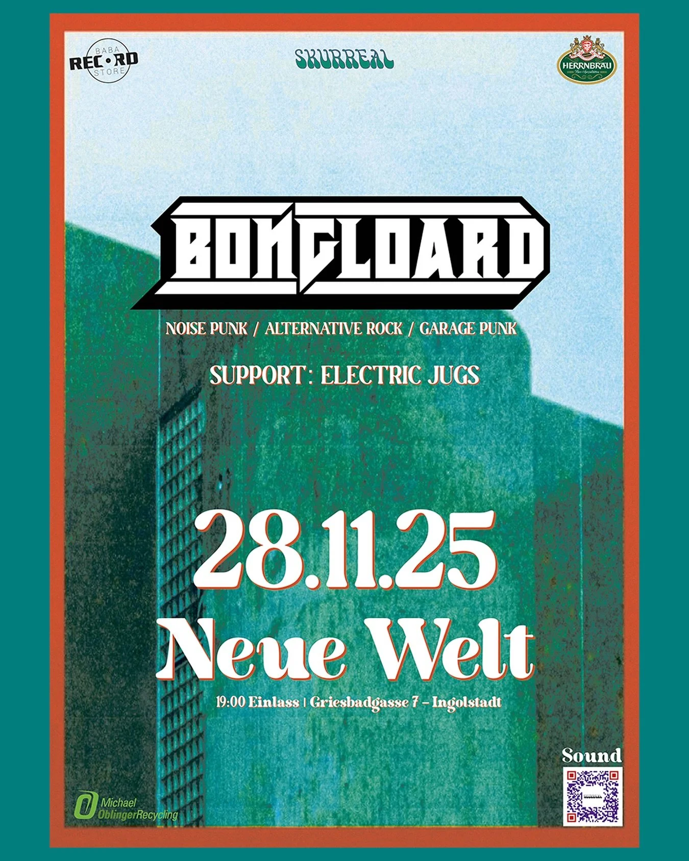 Auf gehts!!

28.11. @bongloardnl &amp; @electricjugs live in Ingolstadt! ✌️😎

Reservierung unter skurreal@mail.de!