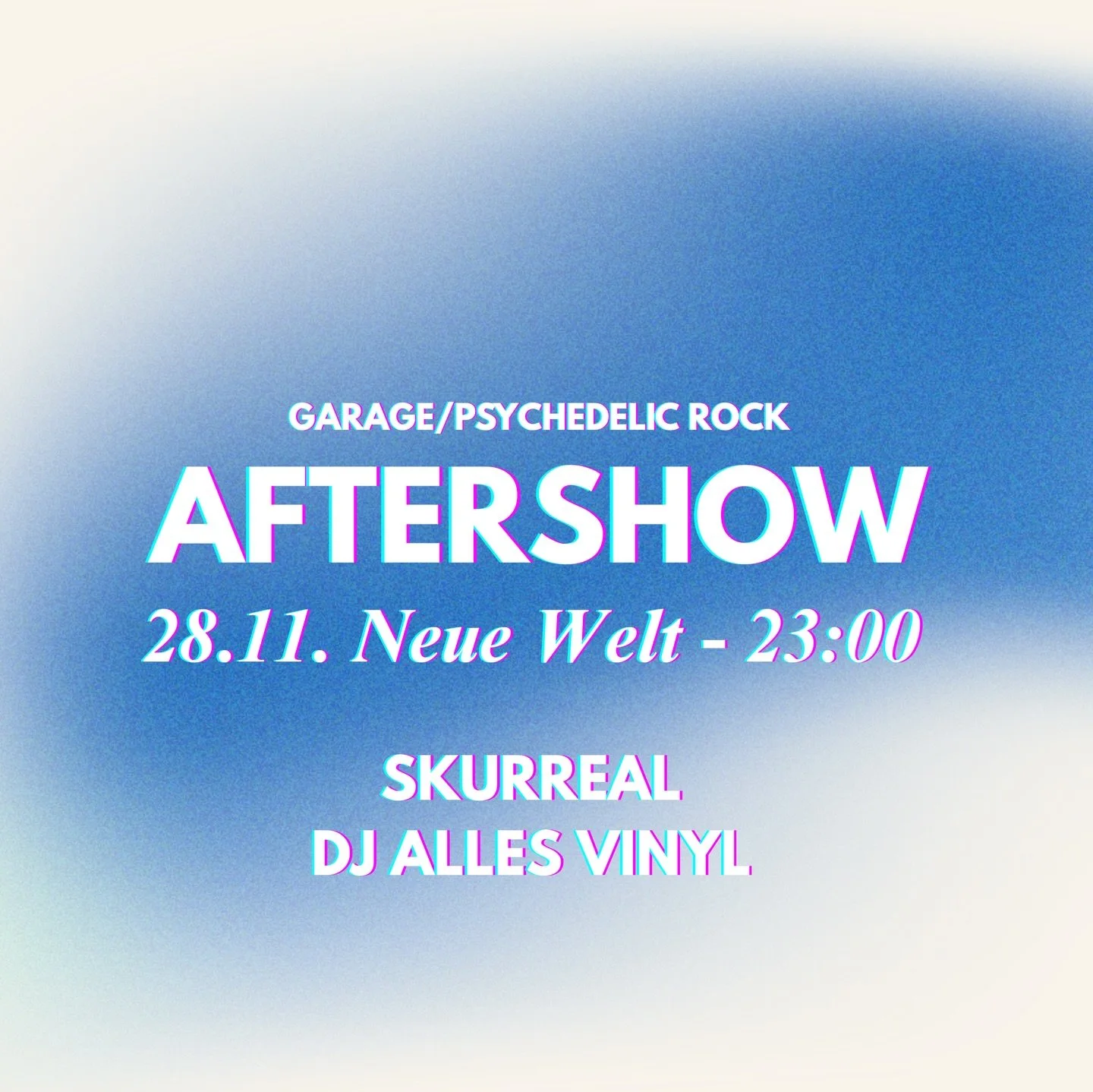 @roylightningservices und @skurreal Aftershow ab 23:00 😎

Zeitplan:
19:00 Einlass
20:15 @electricjugs 
21:30 @bongloardnl
23:00 Aftershow: Garage/Psych/Punk 😎