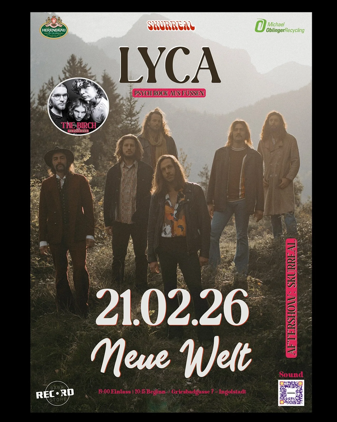 Am Samstag, 21.02., gibt es wieder eine volle Ladung Psychedelic Rock inklusive DJ-Aftershow in der Neuen Welt:

🩸Bands:
@lyca_band 
@thebirchband 

🩸DJ:
@skurreal 

Einlass 19:00
Beginn 20:15
AK 18-22&euro;

#skurrealneuewelt #ingolstadt #lyca #th