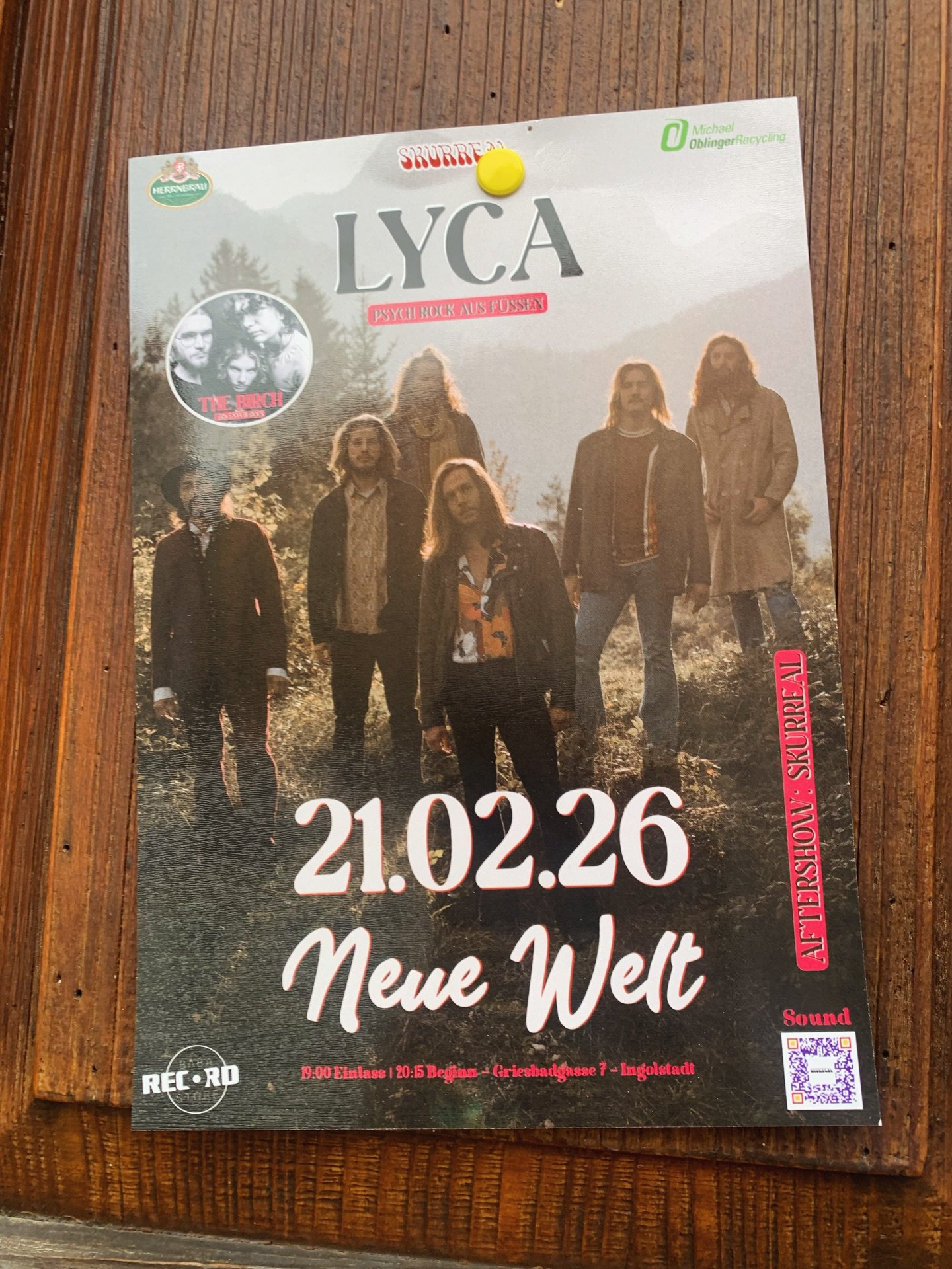 Heute Abend ab 20:00: @lyca_band &amp; @thebirchband mit anschlie&szlig;ender DJ Aftershow by @skurreal 

Bis sp&auml;ter! ✌️

#skurrealneuewelt #lyca #thebirch #psychedelicrock #ingolstadt