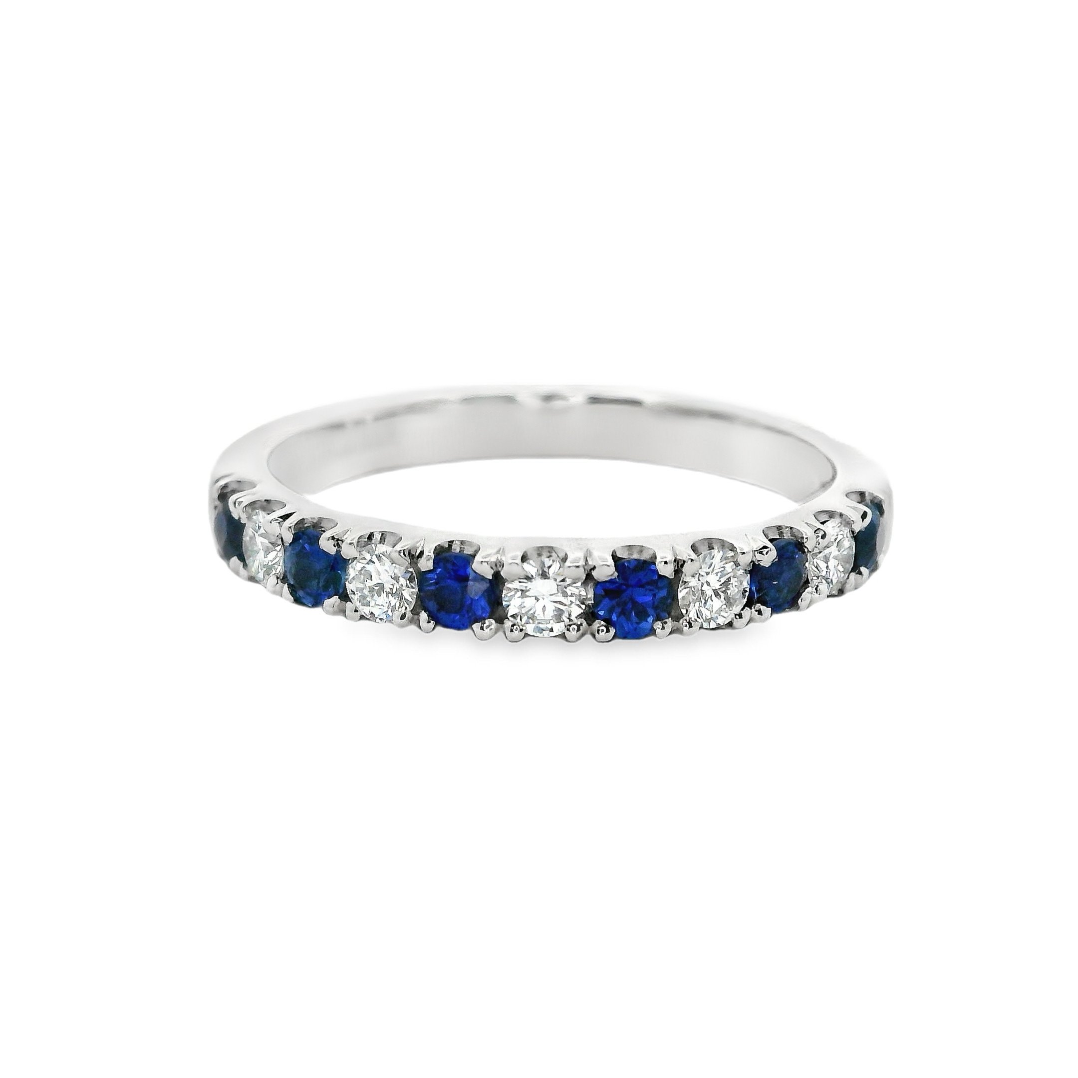 Platinum 2.5mm Castle Set Sapphire & Diamond Half Eternity Ring