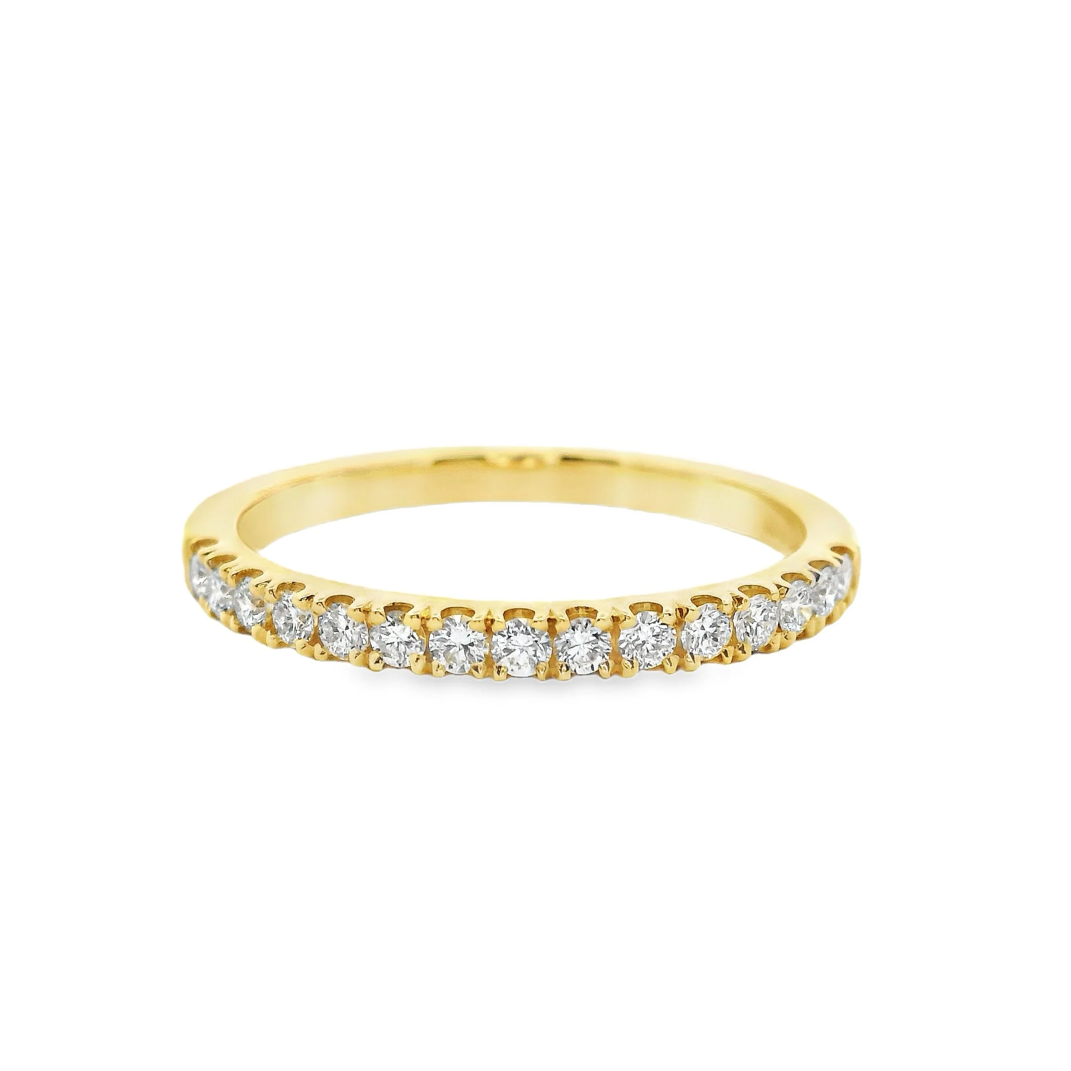 18ct Yellow Gold 2mm Castle Set Diamond Half Eternity Ring