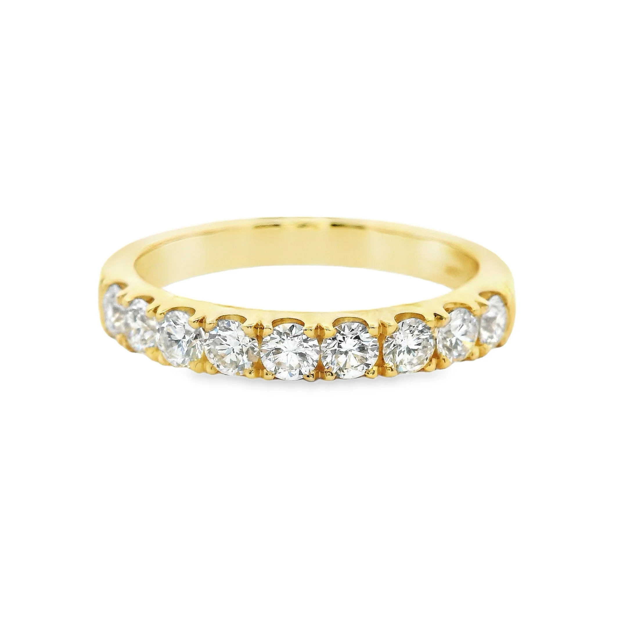 18ct Yellow Gold 3mm Castle Set Diamond Half Eternity Ring