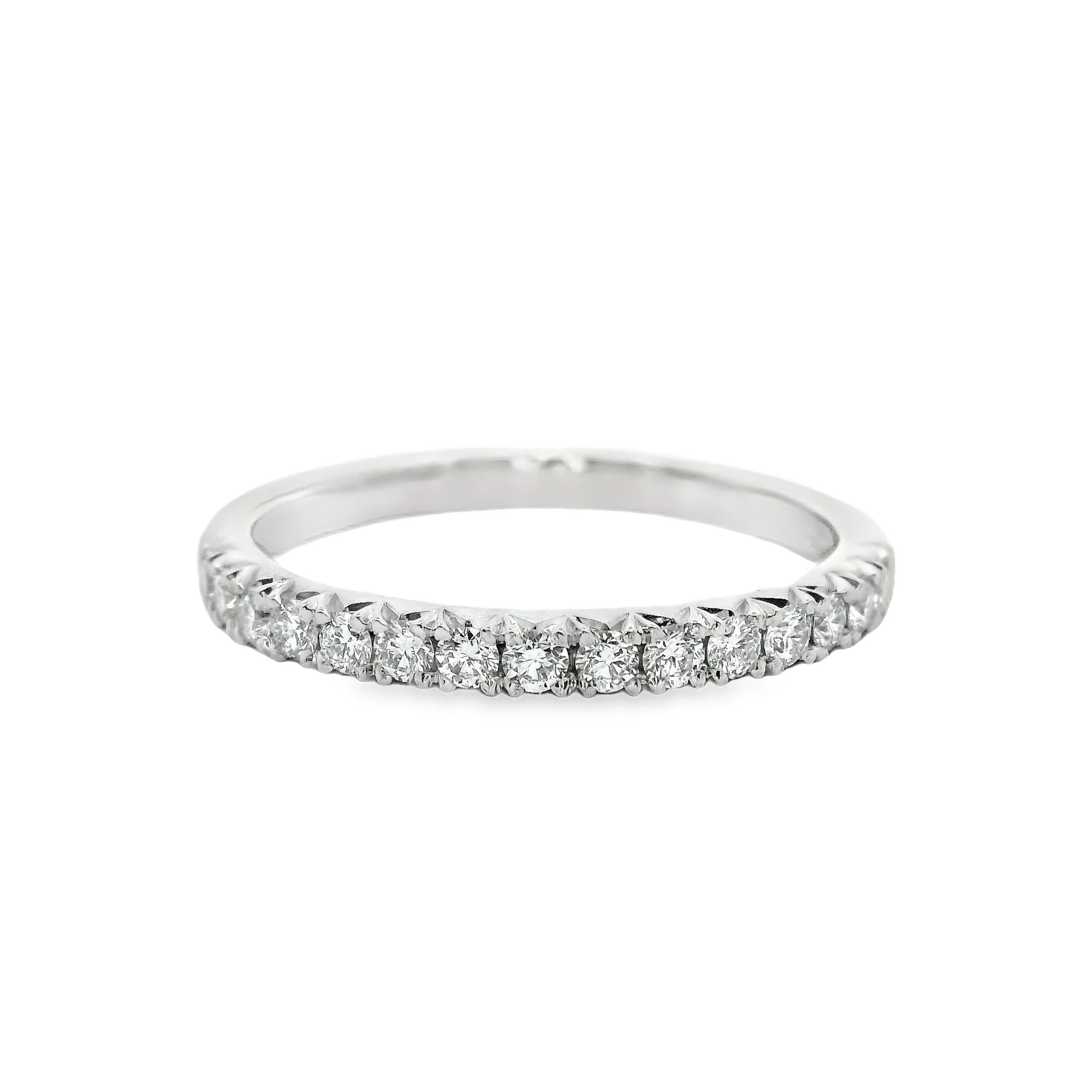 Platinum 2mm Fishtail Set Diamond Half Eternity Ring