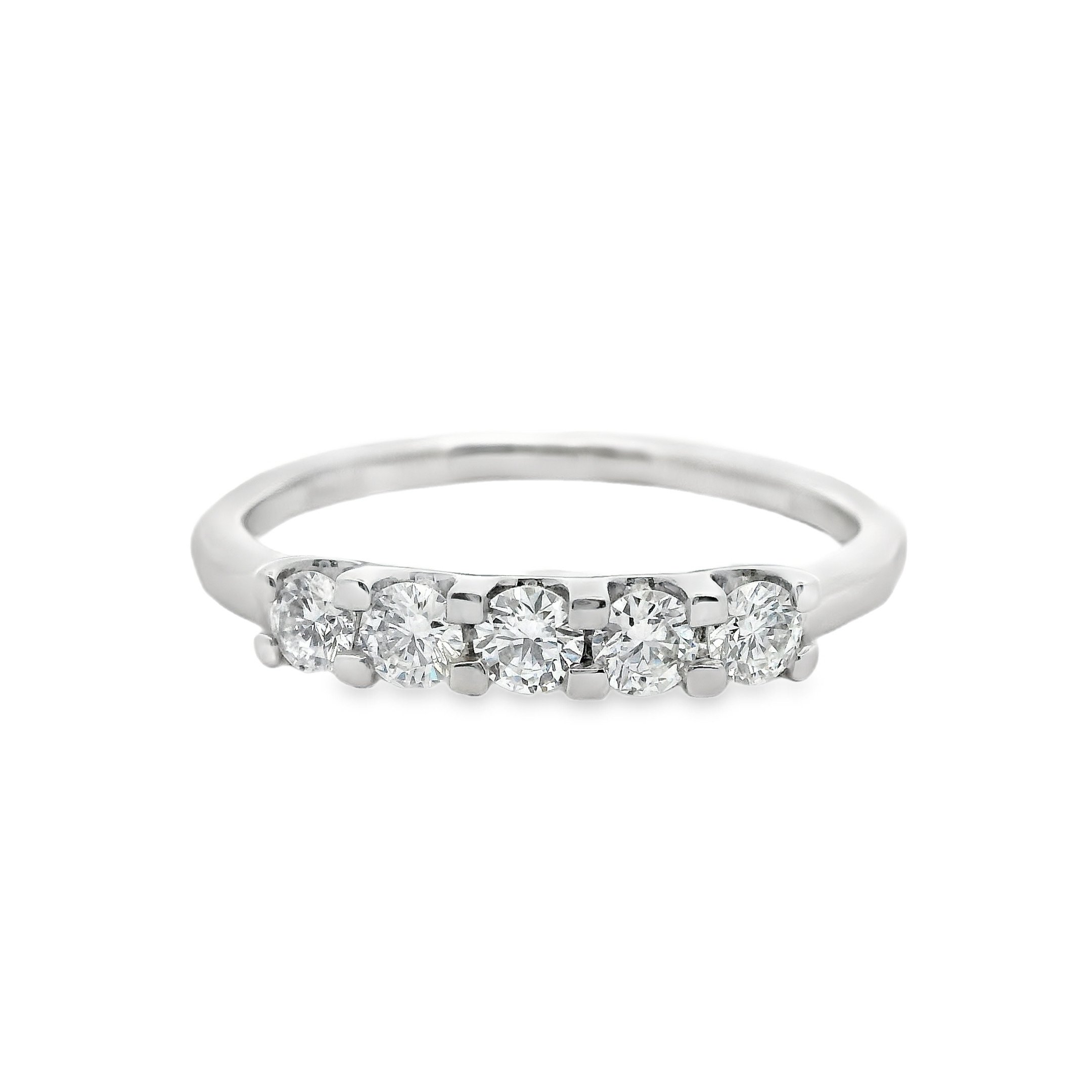 Platinum Claw Set 5 Stone Diamond Ring