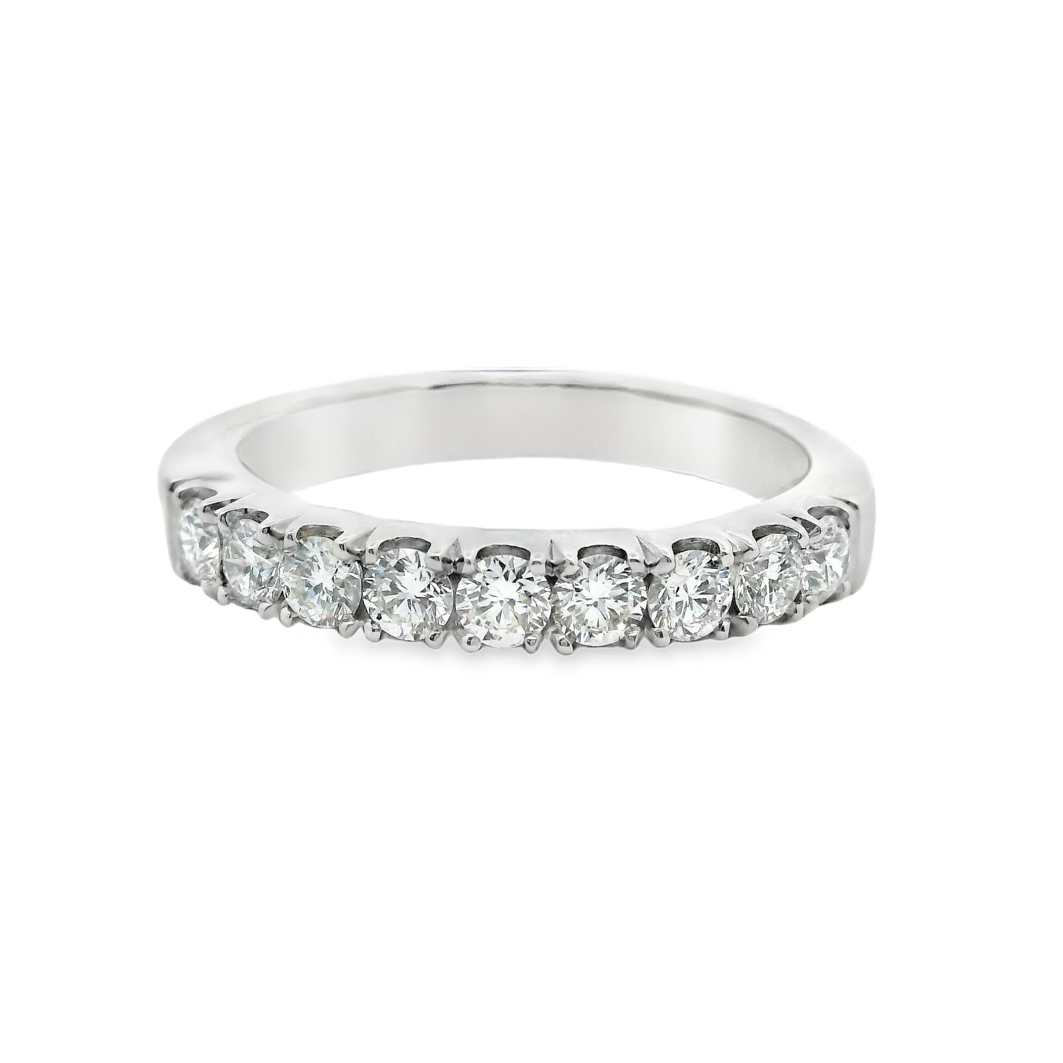 Platinum 3mm Castle Set Diamond Half Eternity Ring
