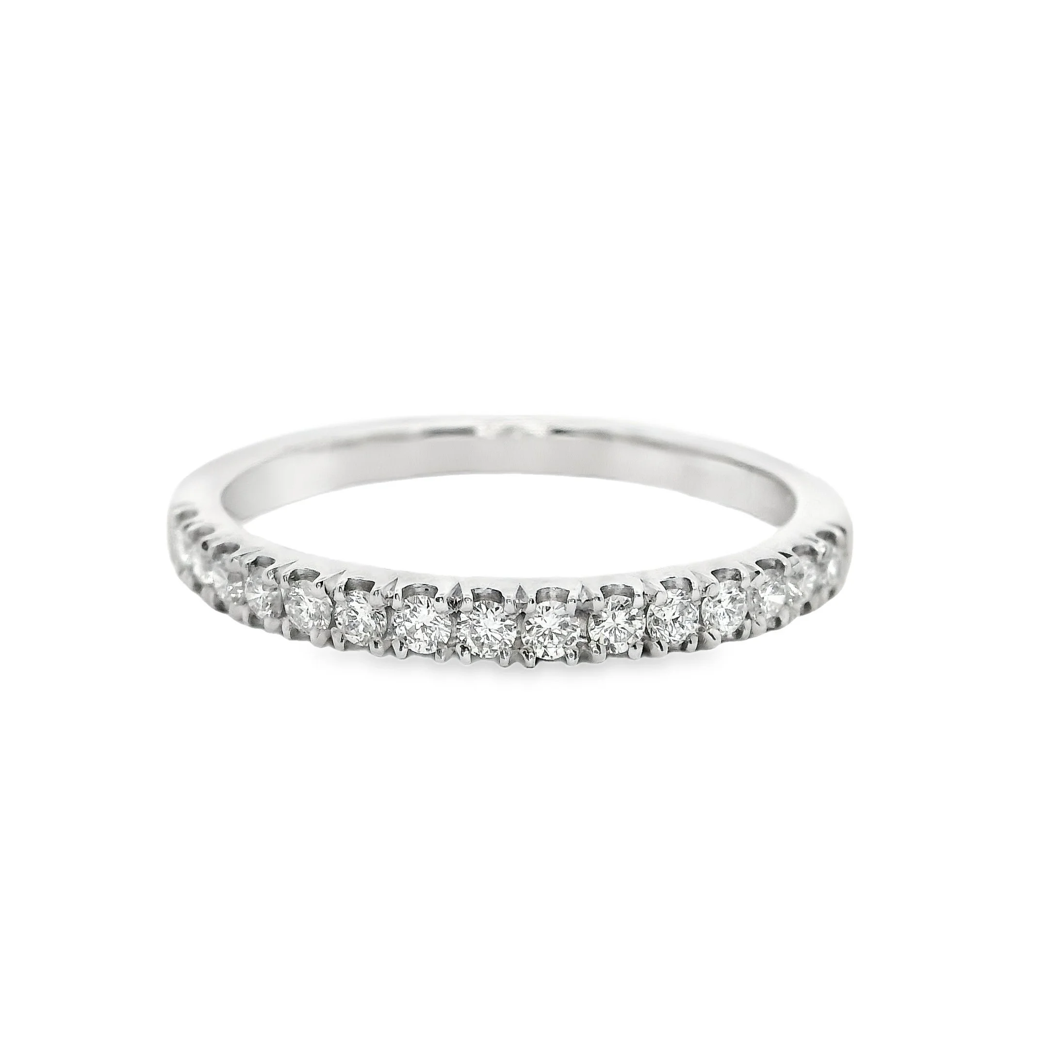 Platinum 2mm Castle Set Diamond Half Eternity Ring