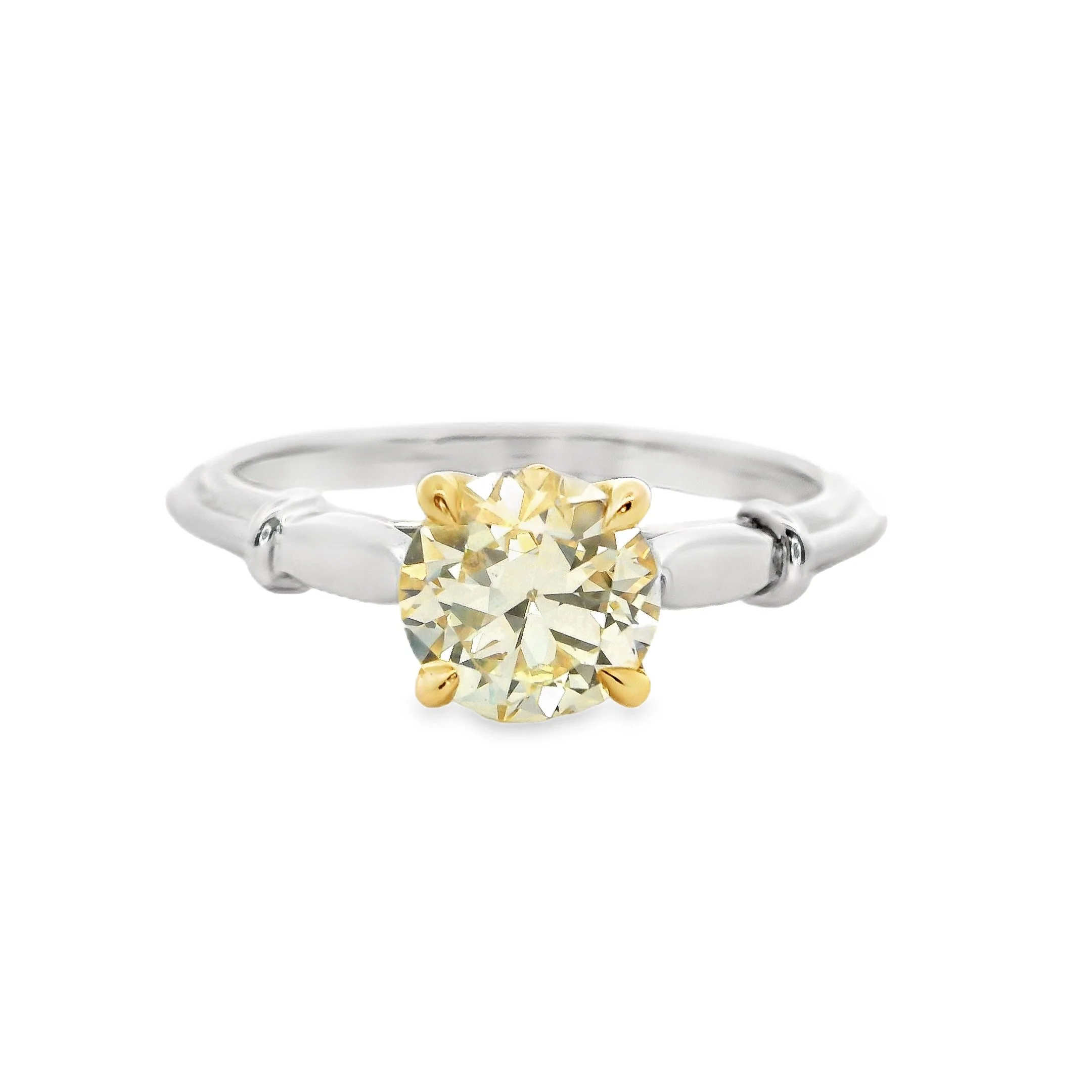 Platinum & 18ct Yellow Gold Claw Set European Old Cut Diamond Solitaire Ring