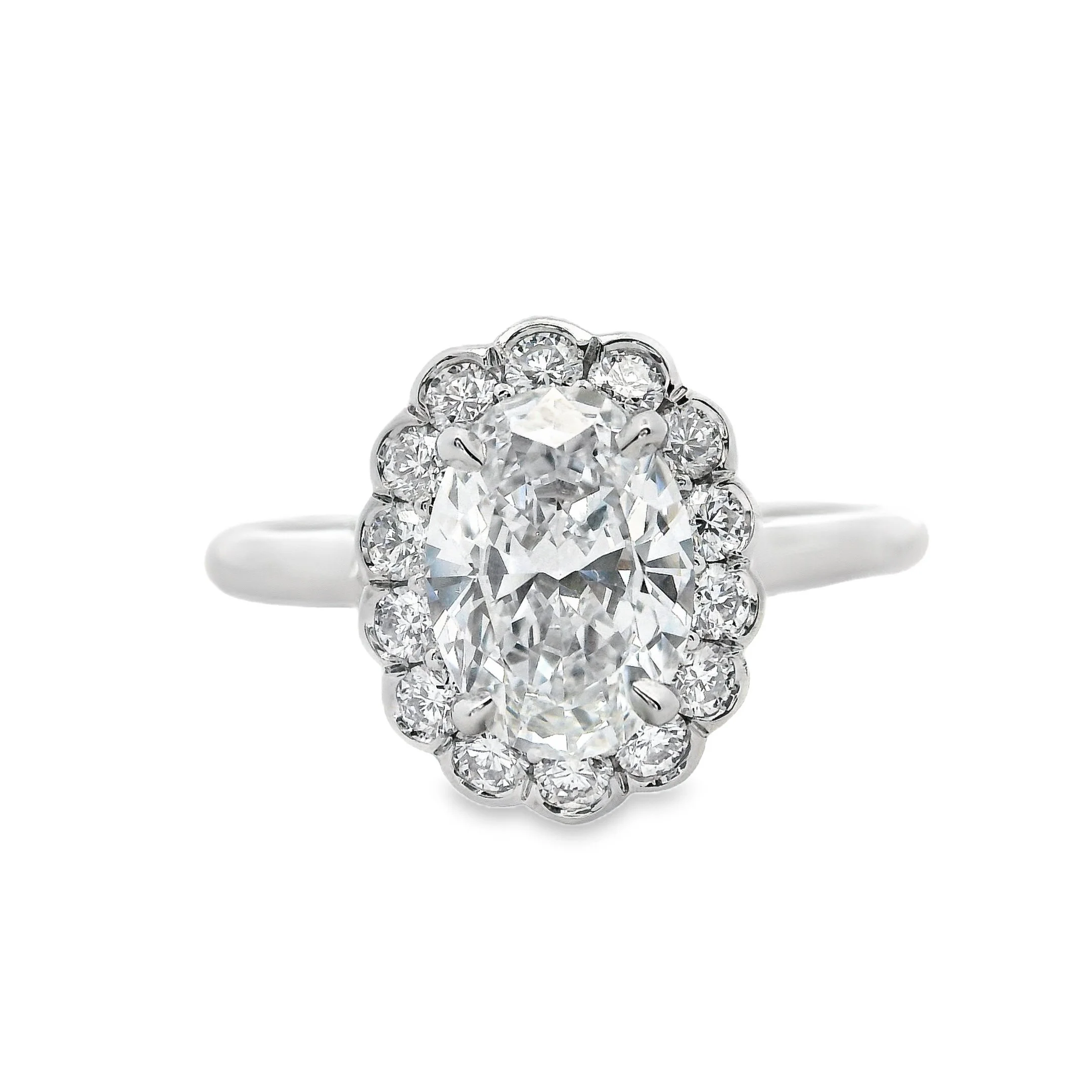 Platinum Oval Diamond Cluster Ring