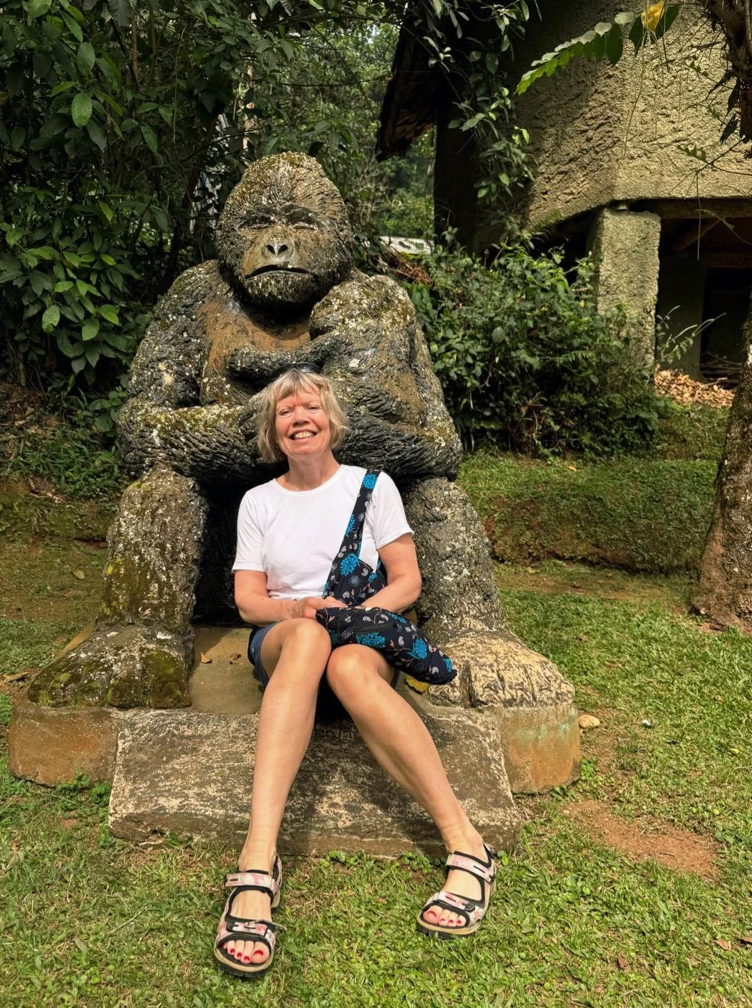 Lykkelig etter magiske møter med gorillaer i regnskogen