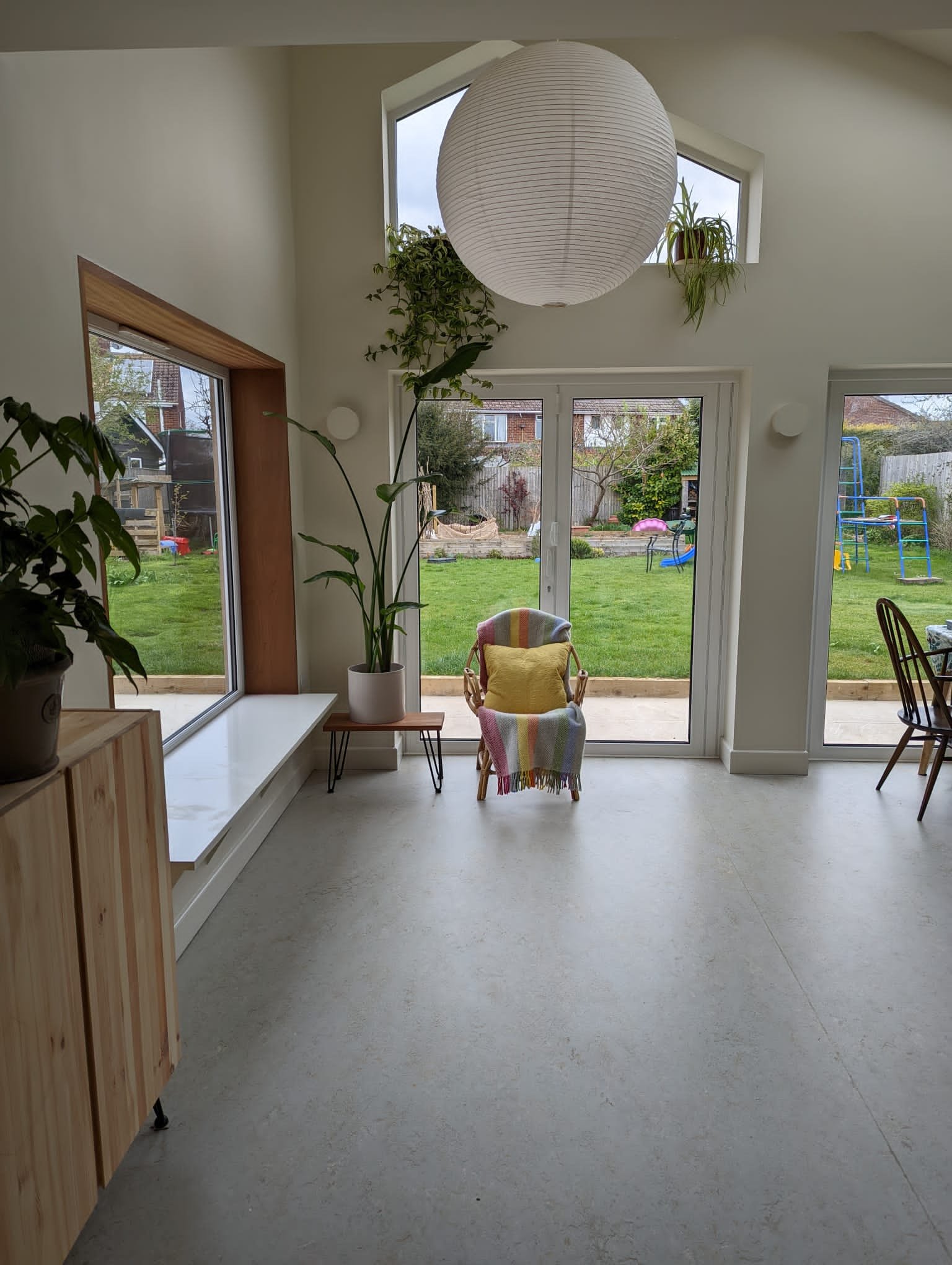 Bright kitchen living and dining room.