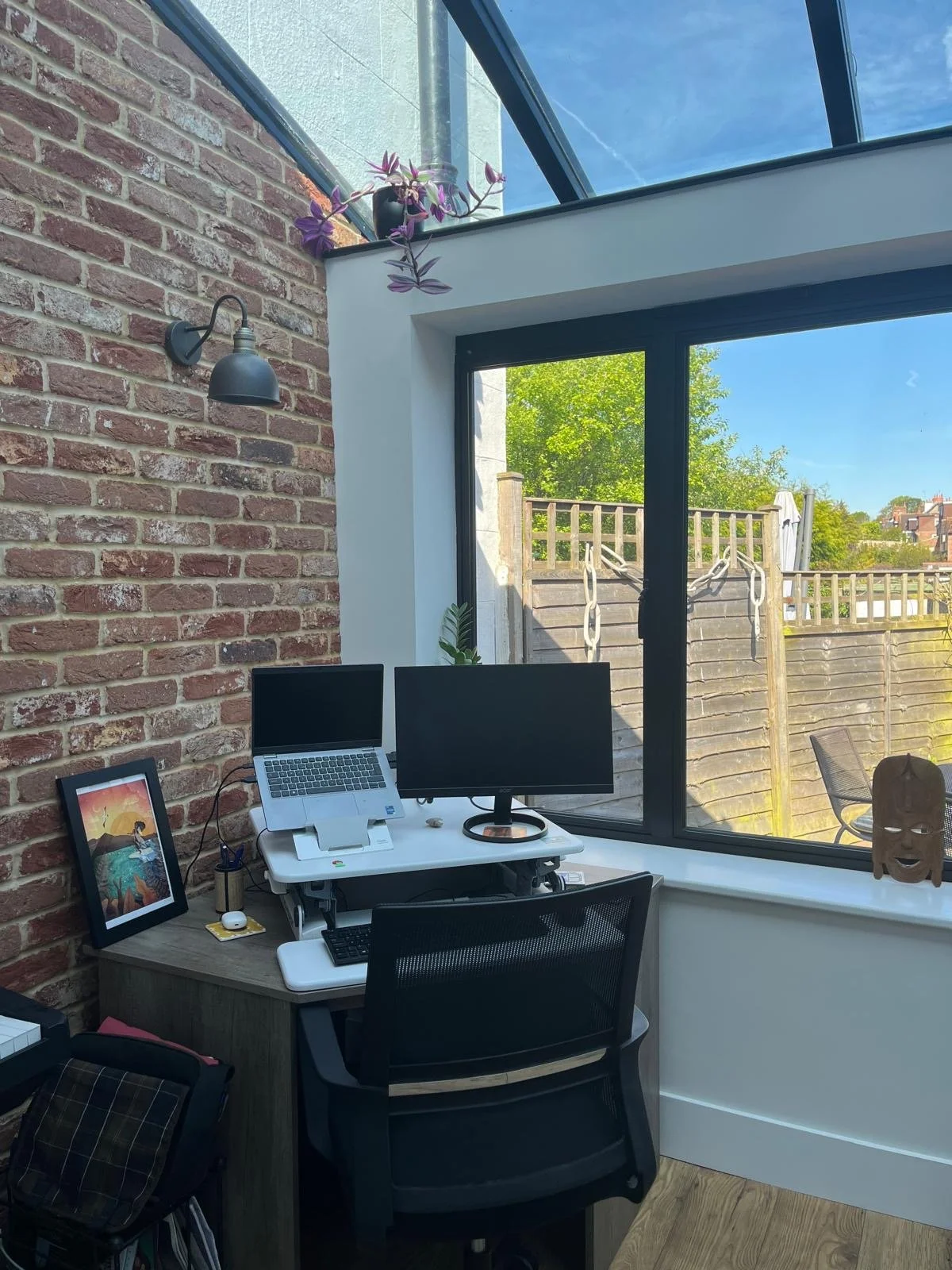 Internal brick wall to give the new study space the look and feel of an internal courtyard.