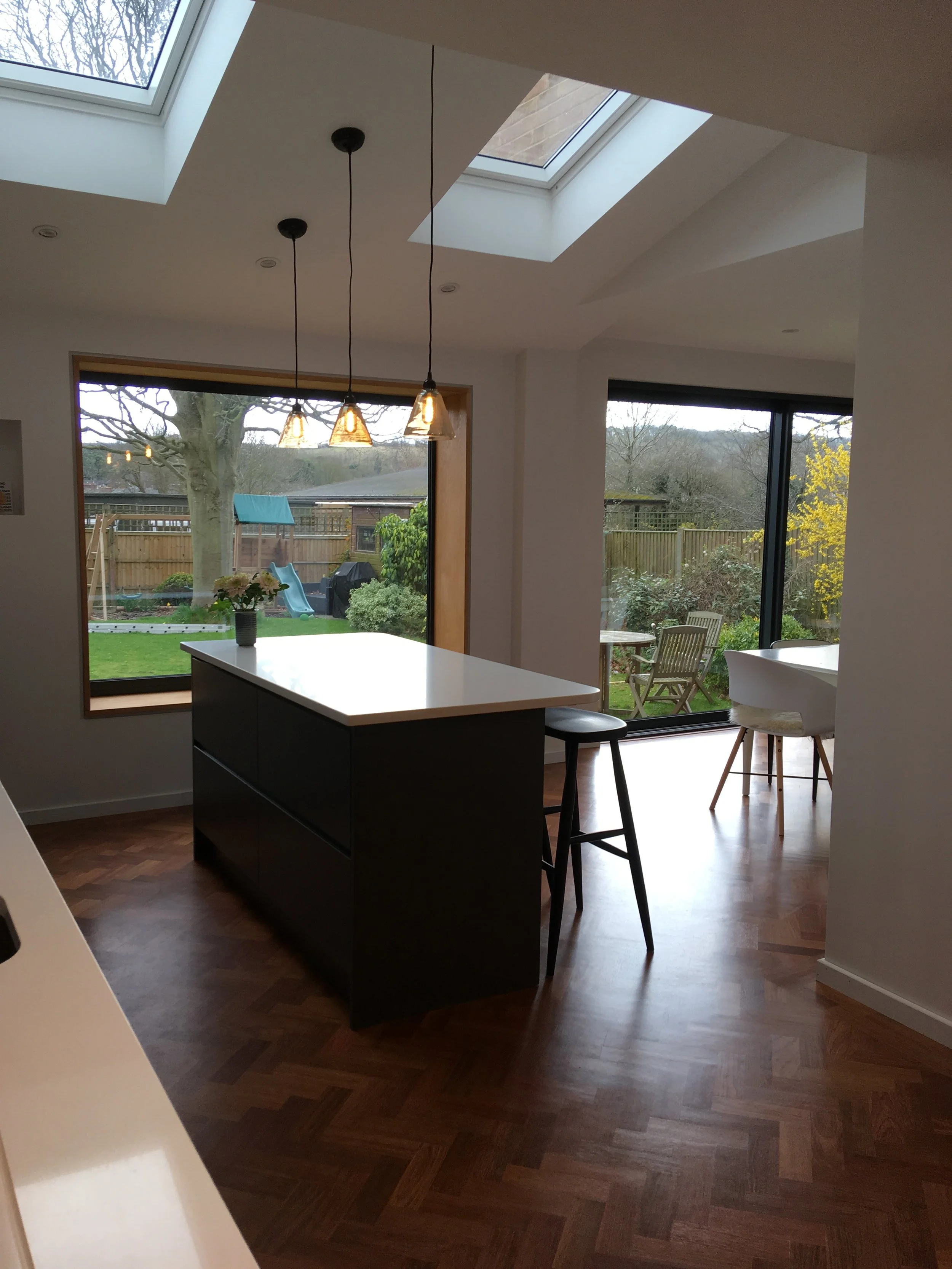 Window was a great feature to the kitchen and a place to perch and look at the garden. 