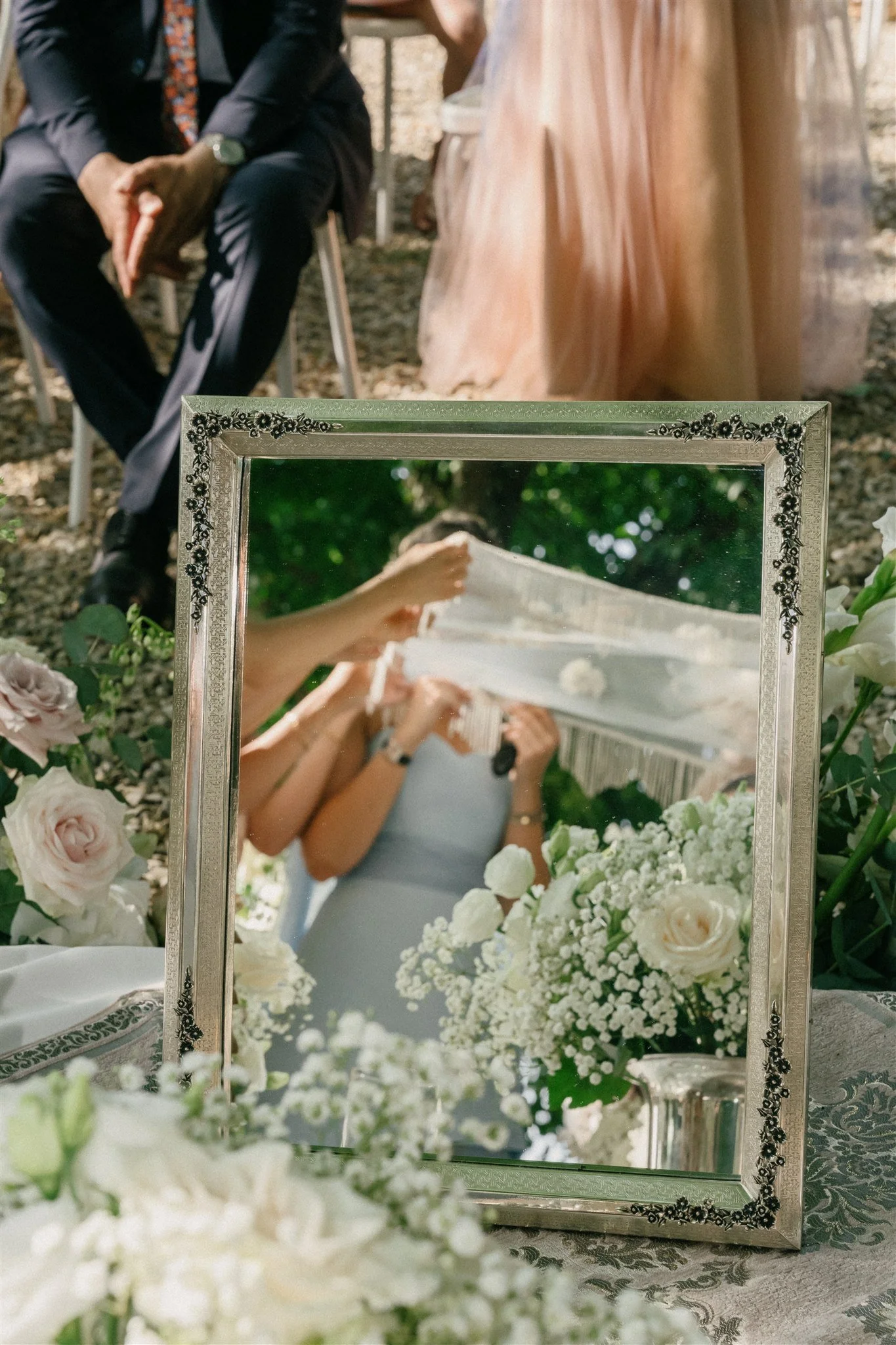 Mirror reflection detail from Sofreh Aghd ceremony