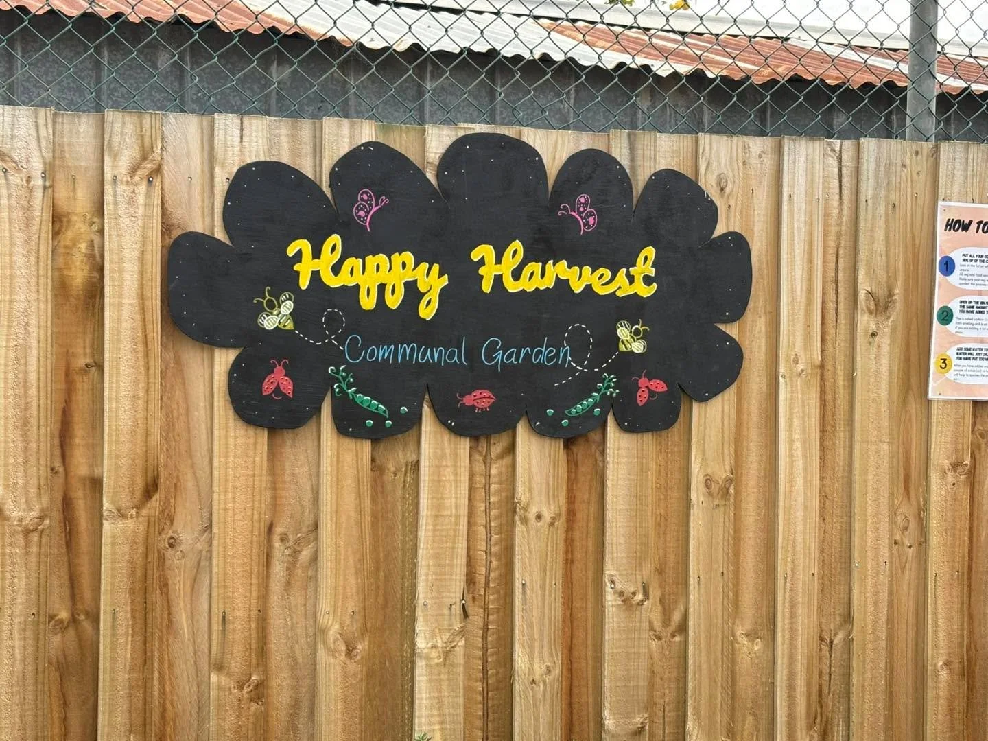 🌿✨ Happy Harvest is here! ✨🌿
This week I&rsquo;ve been working on a fun project. We had a little community vote to choose a name for our new communal garden, and Happy Harvest won! 🐝🌸 After that, they asked me to create the garden sign and I coul