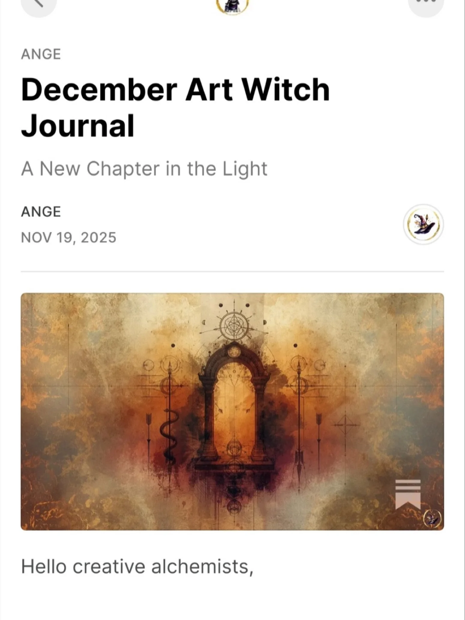 ✨ New Moon, New Chapter ✨
The Art Witch Journal has a new home and a new rhythm. After completing a full turn of the Wheel, I&rsquo;ve moved the journal exclusively over to Substack where it can grow more intuitively alongside my evolving practice as