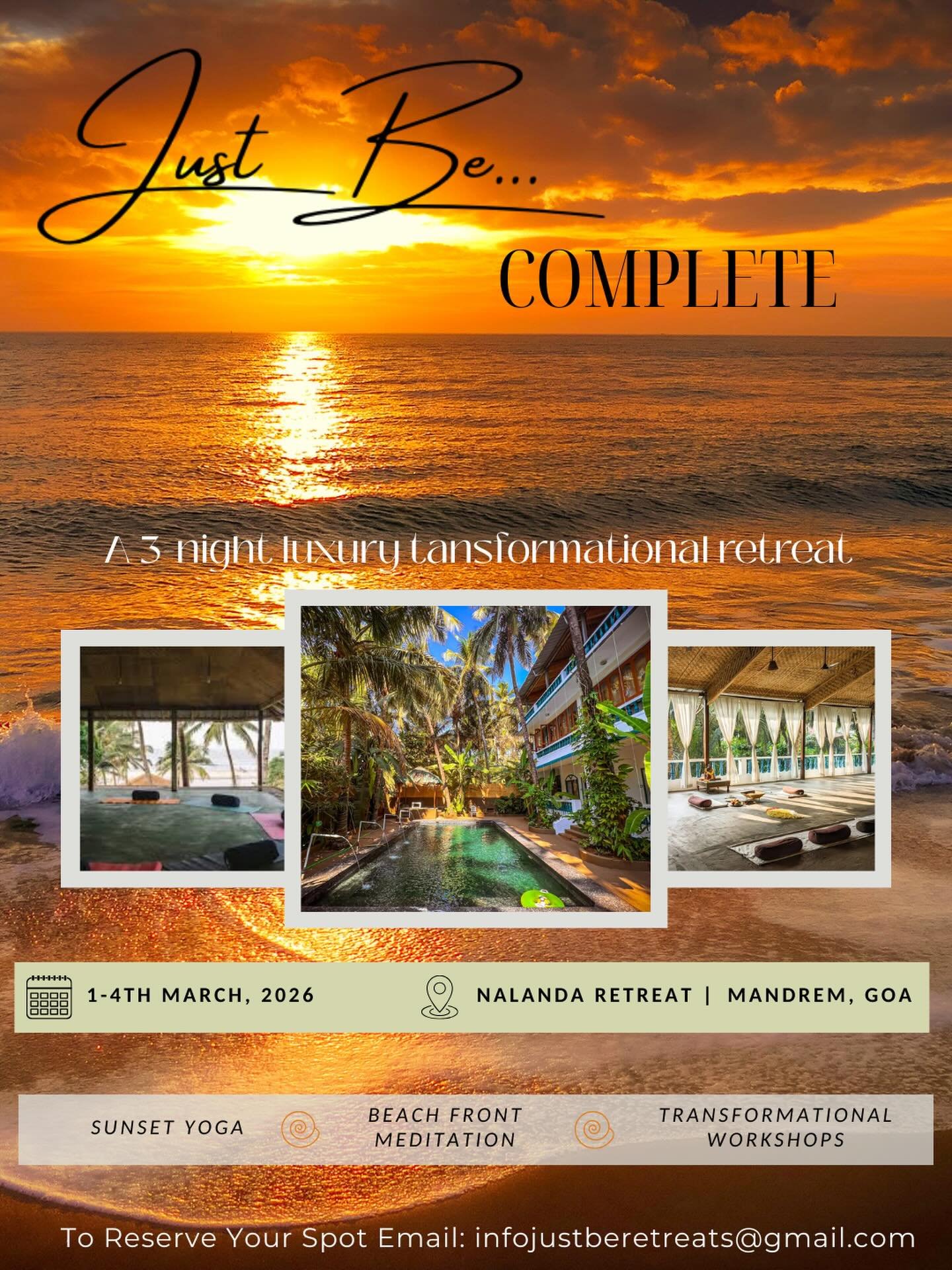 The Next Step In Your Wellness Journey is Here! 

Our first retreat of 2026 is here and we&rsquo;re going to Goa! 🌅
Join us for 3 nights of sun, sand and of course a full mind &amp; body reset 

🗓️ 1-4th March, 2026 
📍 Nalanda Retreat, Goa 

- Exp