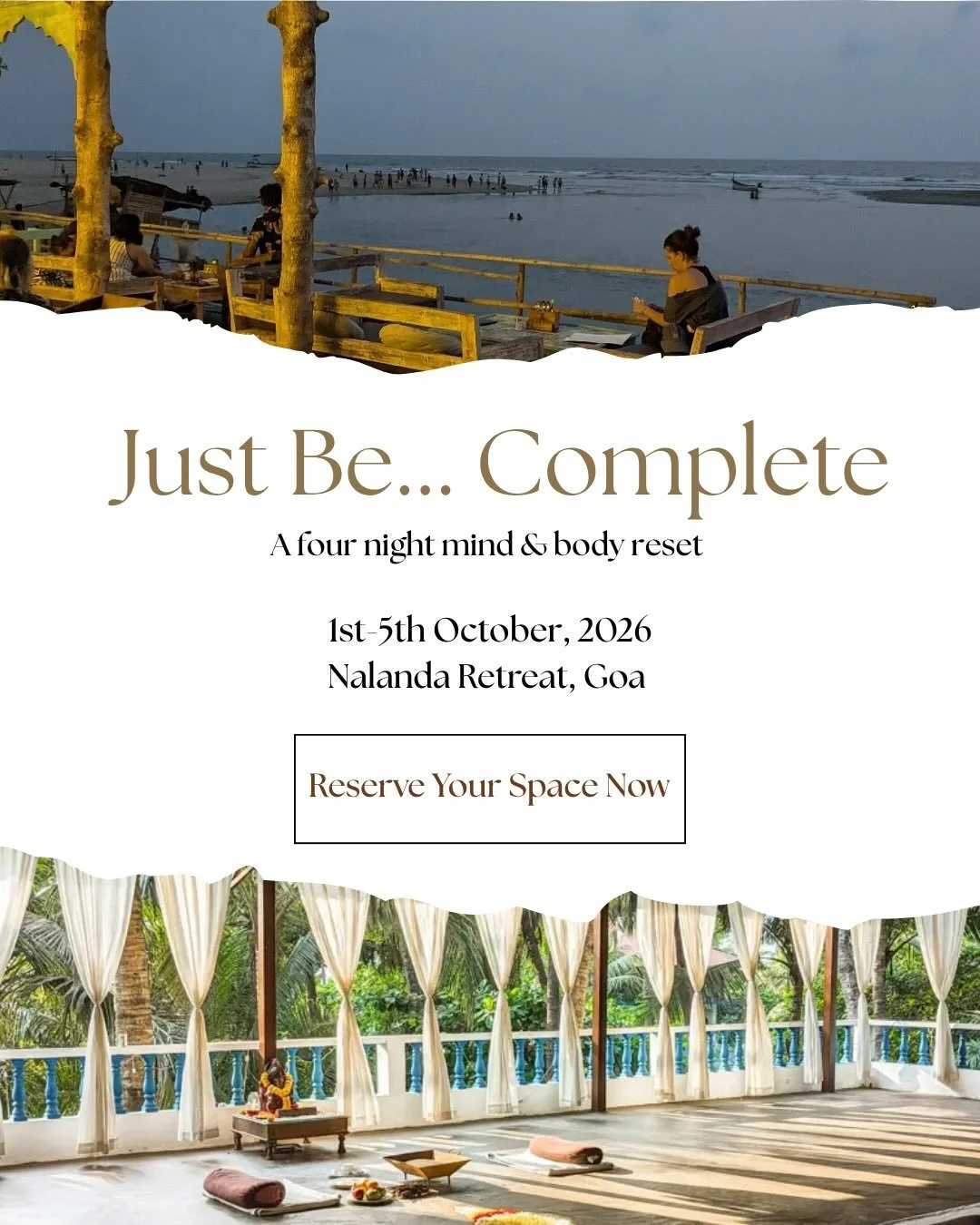 This October we are heading to Goa for 4 nights for a complete mind and body reset 🧘&zwj;♀️

Join us for sunrise yoga, guided ocean side mediations and more set against the beautiful Mandrem beach ☀️

Reserve your space using the link in our bio 💙
