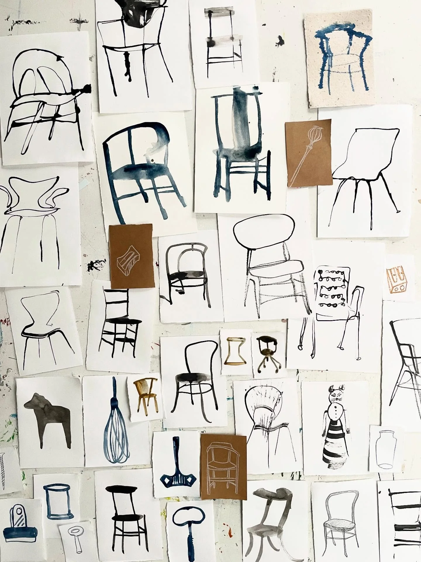 Using pattern and shape to play with an assortment of objects inspired by recent visits to Copenhagen and @designmuseumdanmark. Printing with 1950&rsquo;s Danish blocks and rusty sections of Meccano, along with @essdee_uk lino cut into all kinds of n