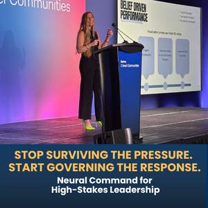 Megs Gelfgot on stage delivering executive keynote