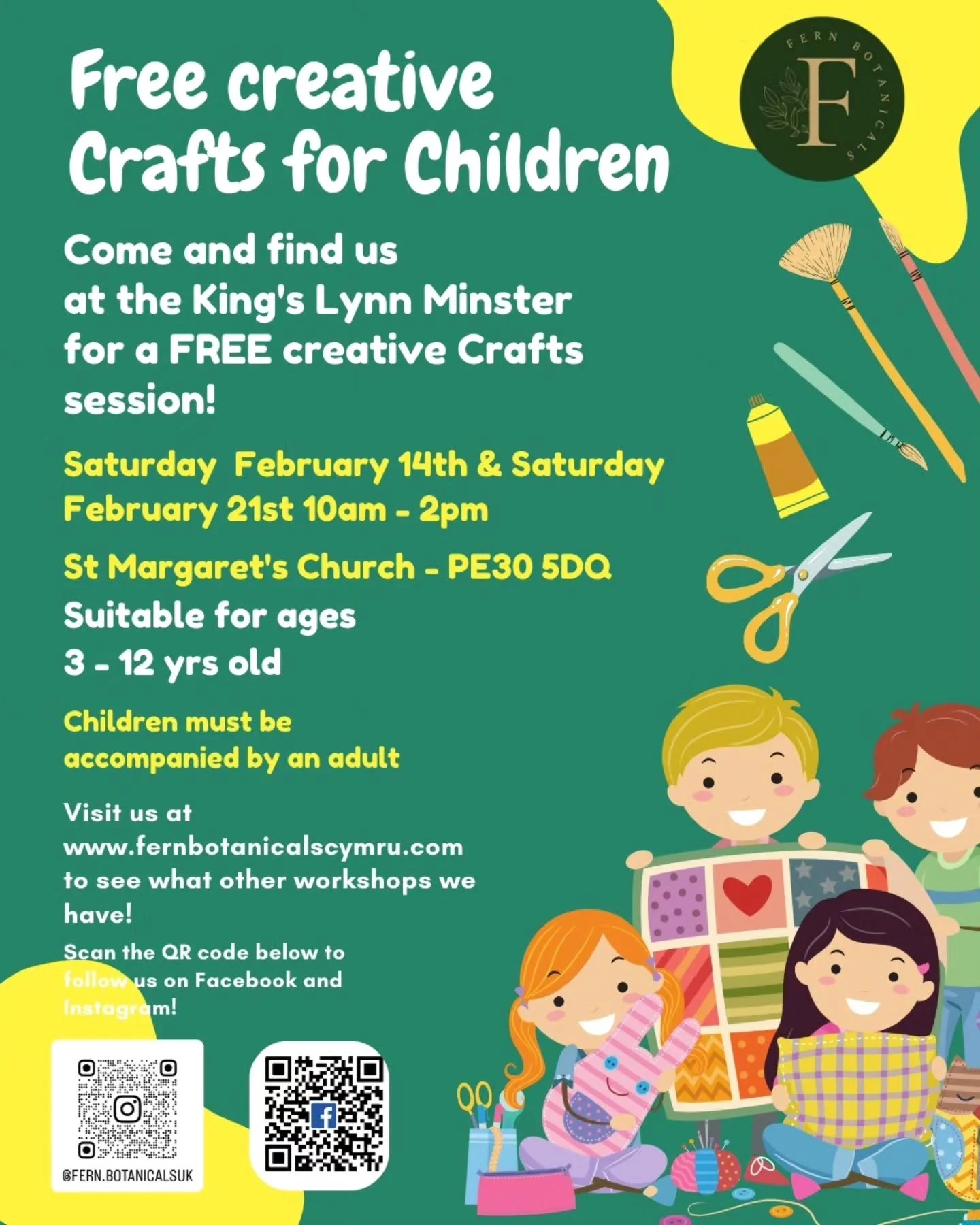 📍 KING'S LYNN - NORFOLK 📍

Does your little one love getting creative? We will be offering a FREE creative craft session on Saturday 14th February and Saturday 21st February 10am - 2pm at The @kings_lynn_minster 

The Minster will also be filled wi