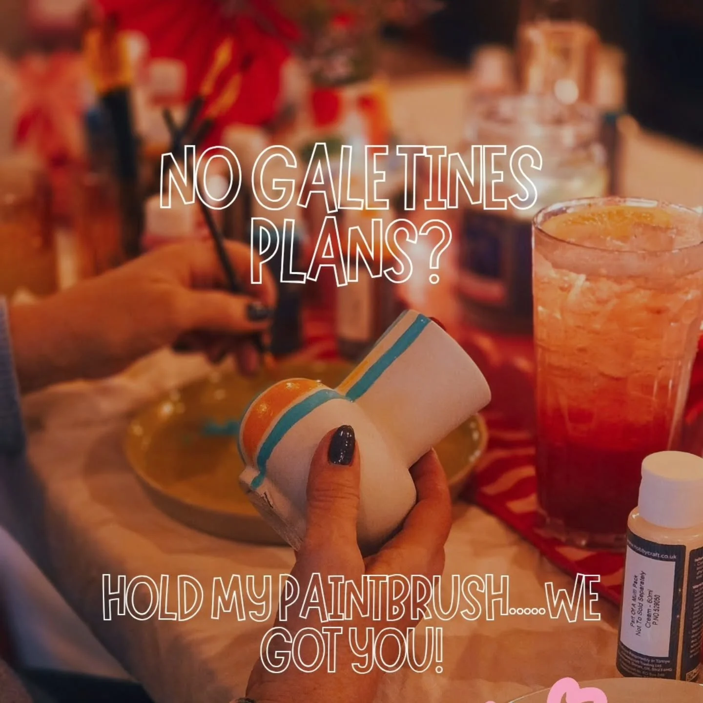 No Galentines plans? Hold my paintbrush.....we got you!

Cosy vibes - creative vibes and your girls! Workshops available at @poco_lounge kings lynn and @acorncamping South Wales!

Friday 13th February - times vary depending on the venue!

See you the