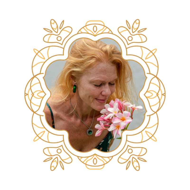 Lisa Shine smelling the flowers