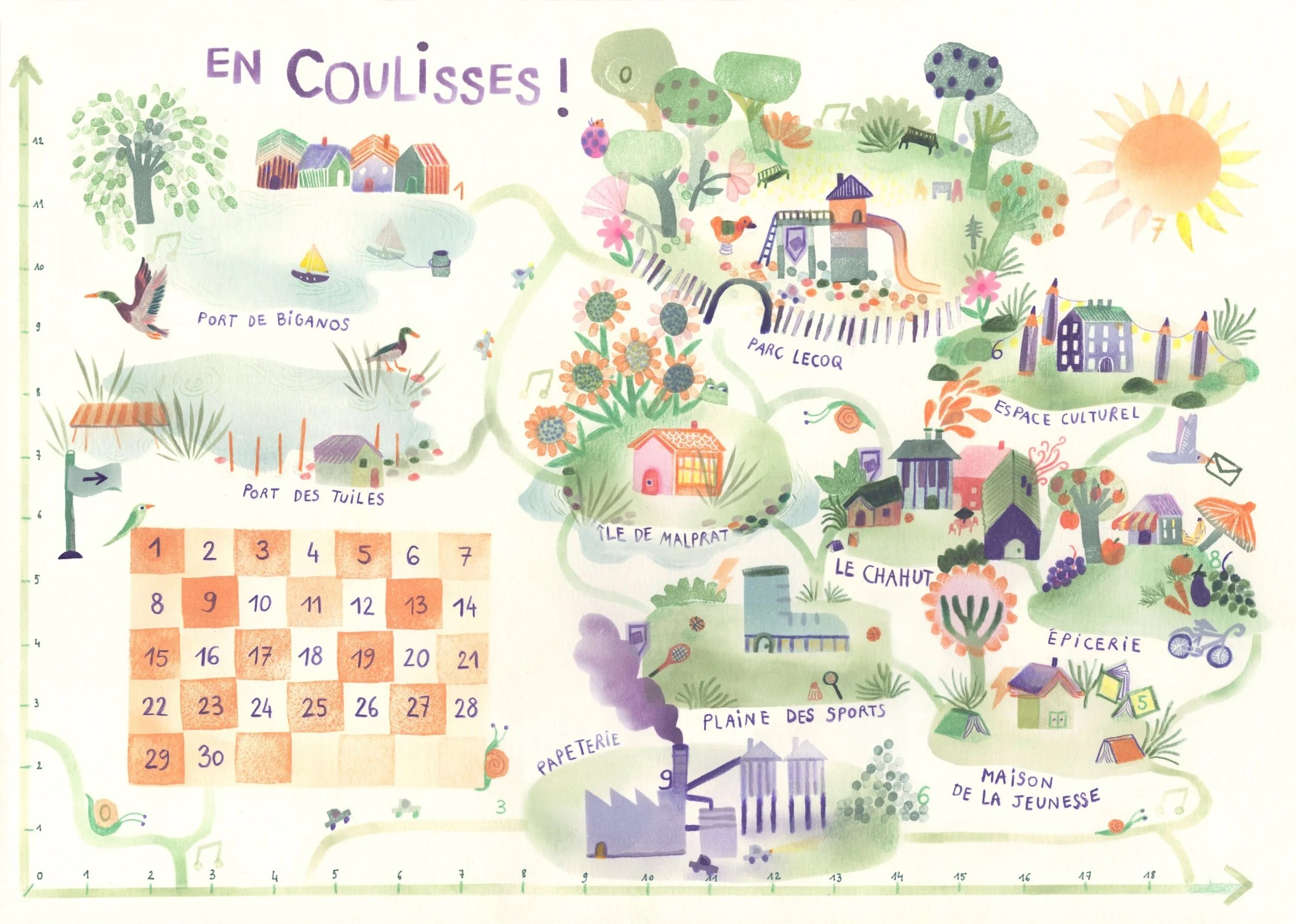 Jeu illustré pour la mallette d’exploration des arts pour la ville de Biganos, Labo des Cultures, 2025